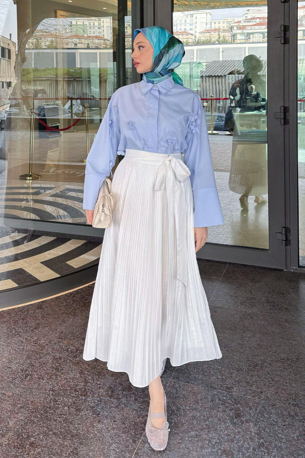 Çiçek Detaylı Gömlek 81019 - BEBE MAVİSİ |  