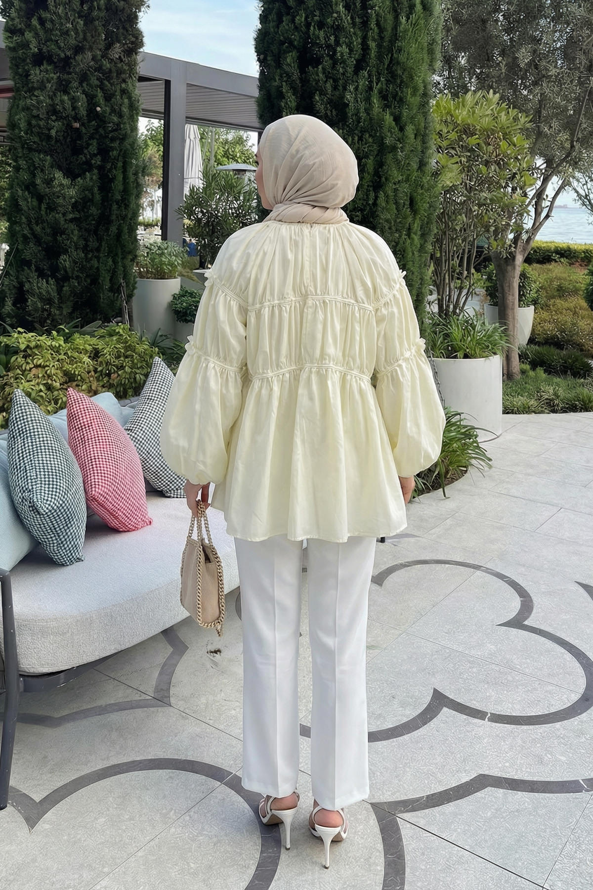 Reglan Çiçek Detaylı Tunik 81061 - TEREYAĞ SARISI |  