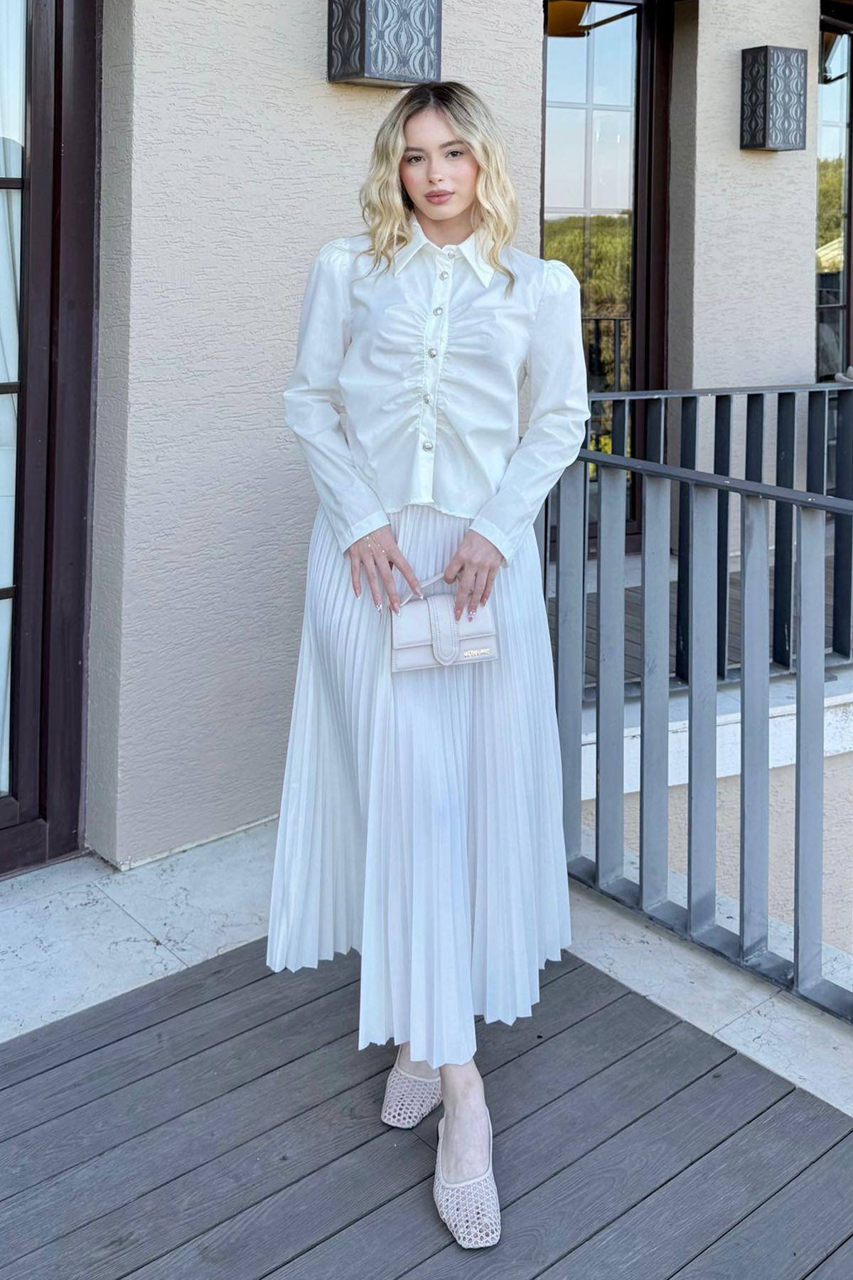 Önü Büzgü Detaylı Gömlek 81181 - TEREYAĞ SARISI |  