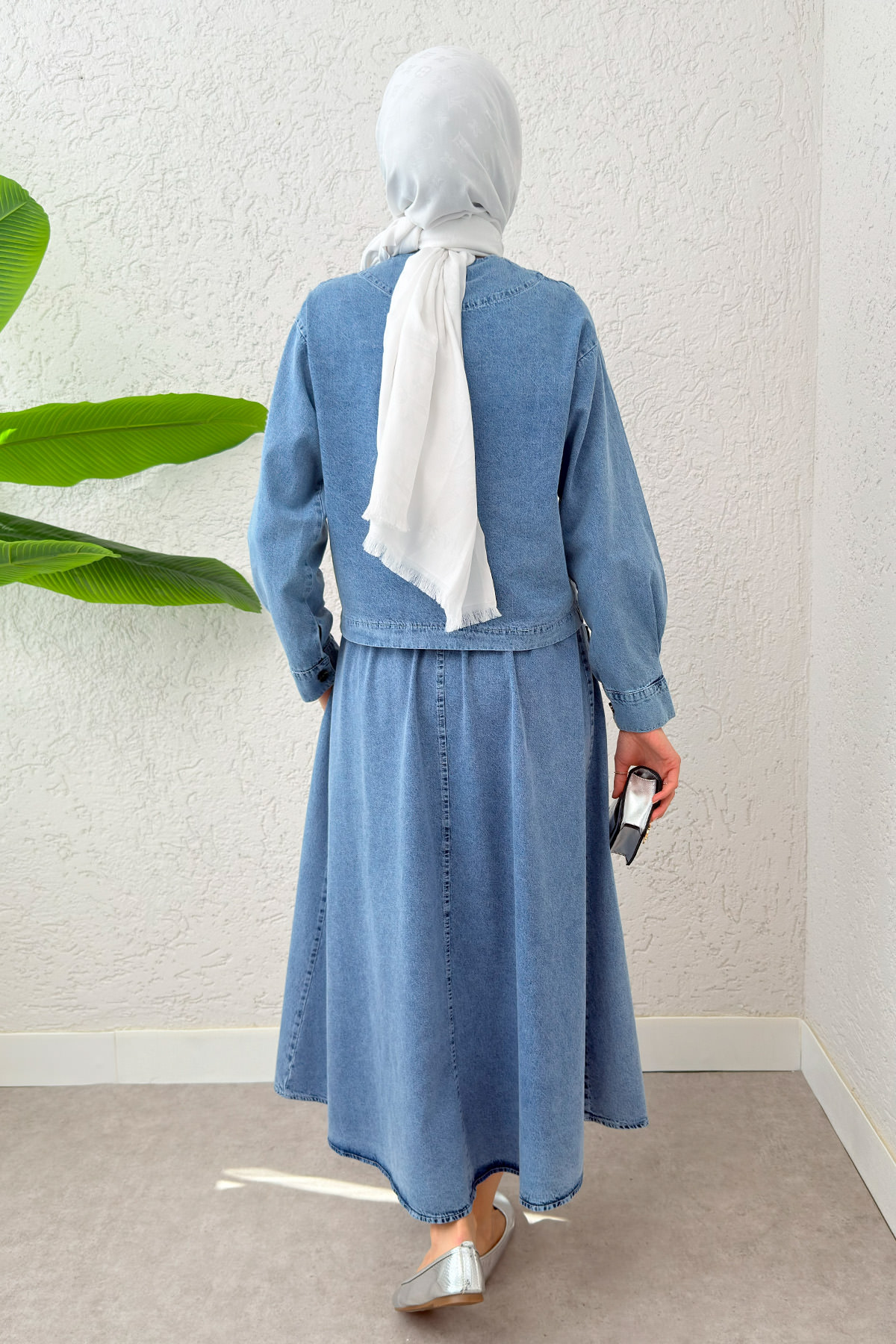 Fırfırlı Denim Etekli Takım 6120 - MAVİ |  