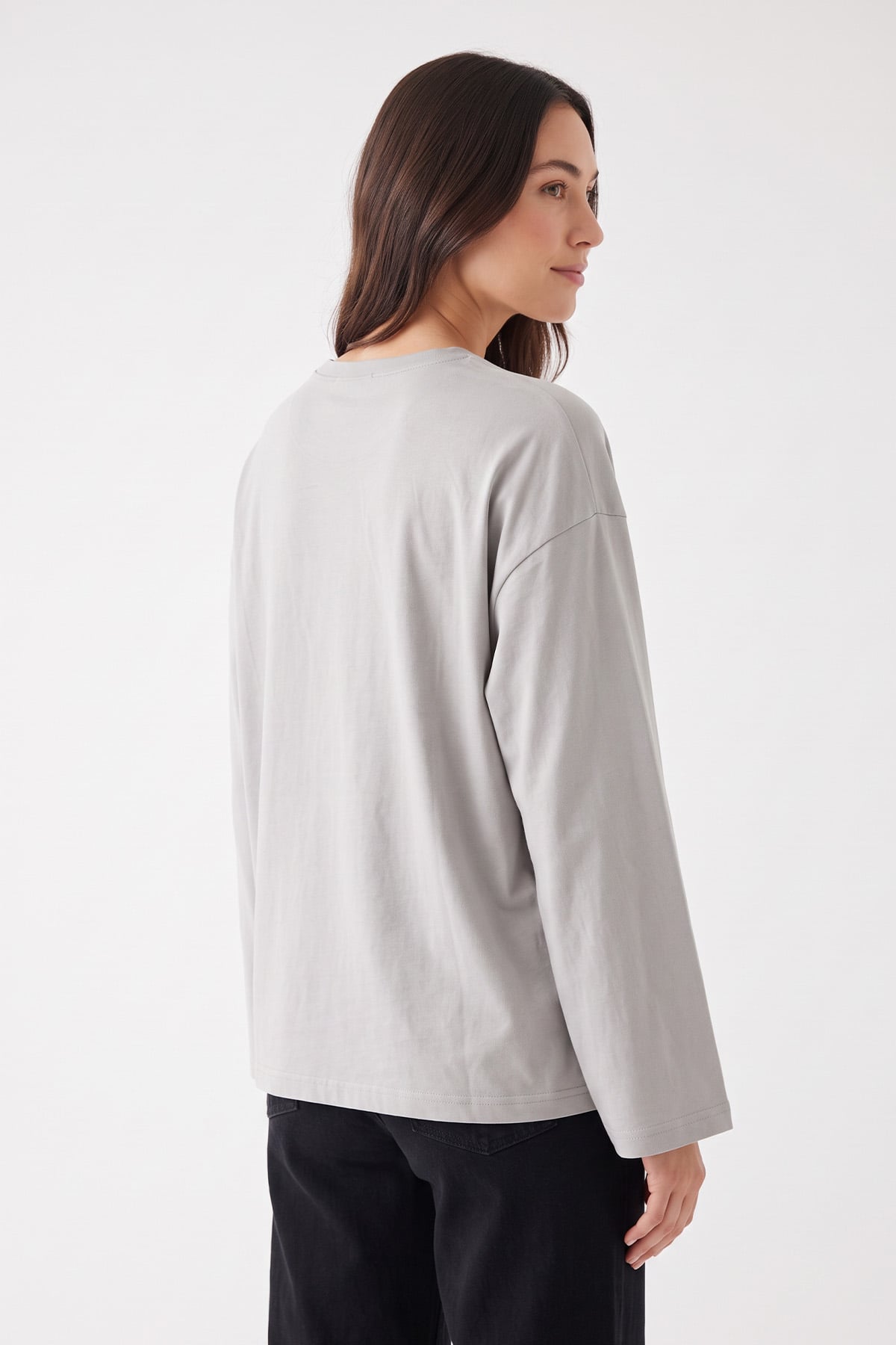 Papatya Nakışlı Tunik 13252 - GRİ | zenne.com 