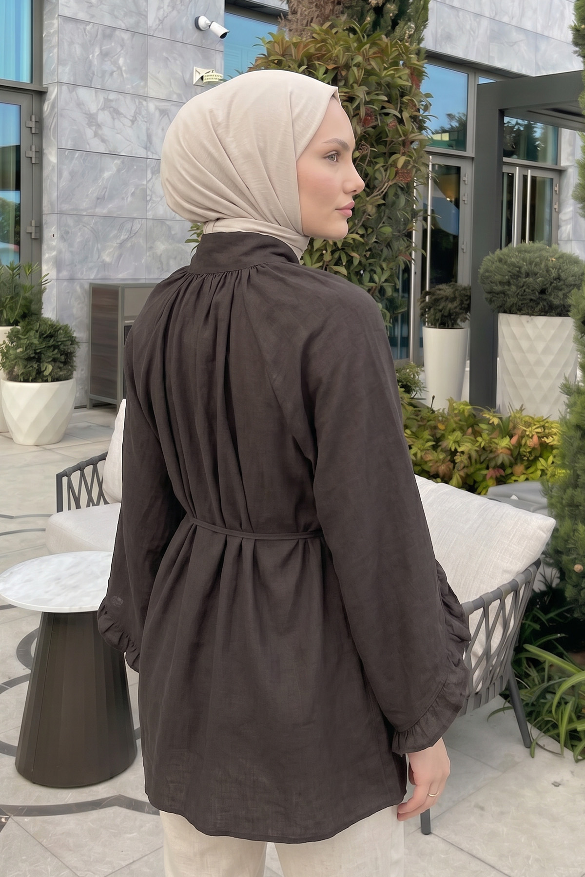 Yaka Bağlamalı Tunik Y0059 - ACI KAHVE |  