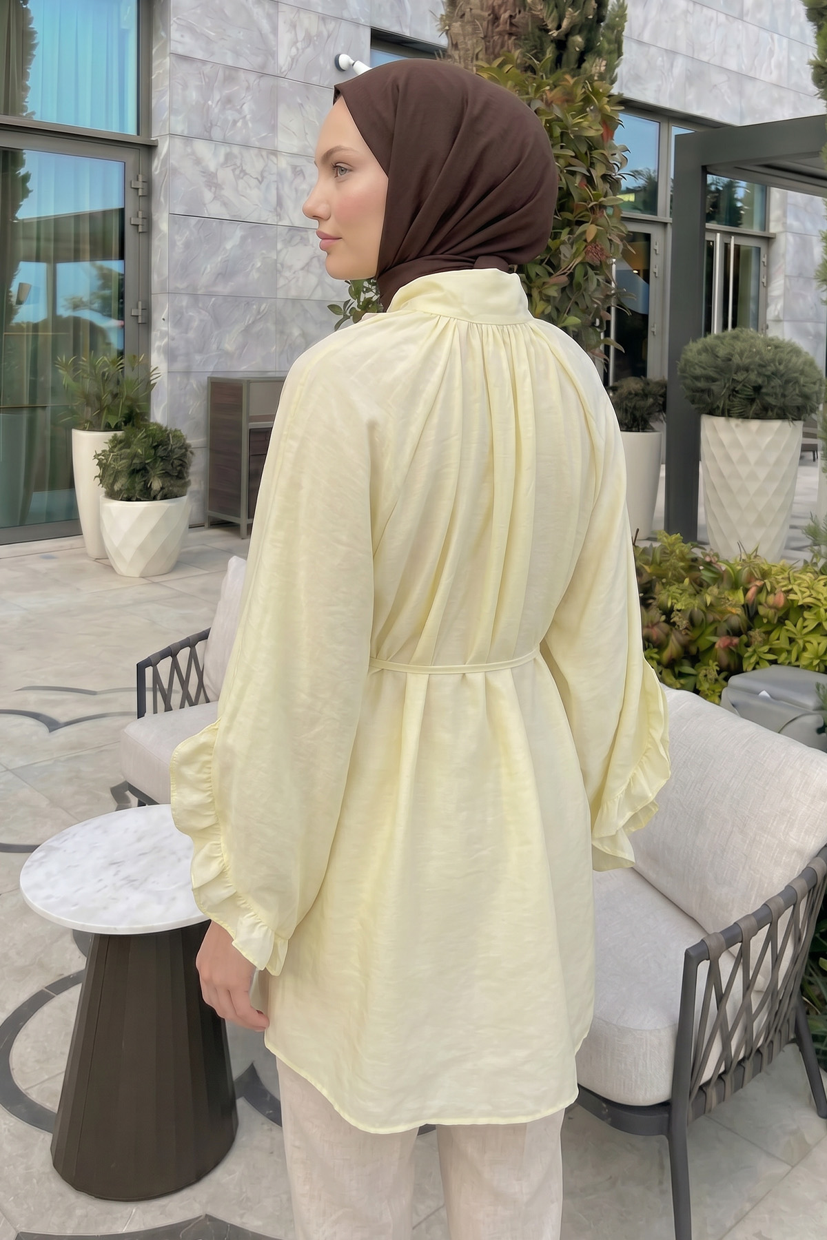 Yaka Bağlamalı Tunik Y0059 - SARI |  