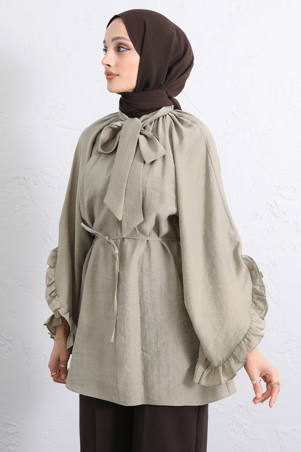 Yaka Bağlamalı Tunik Y0059 - HAKİ |  