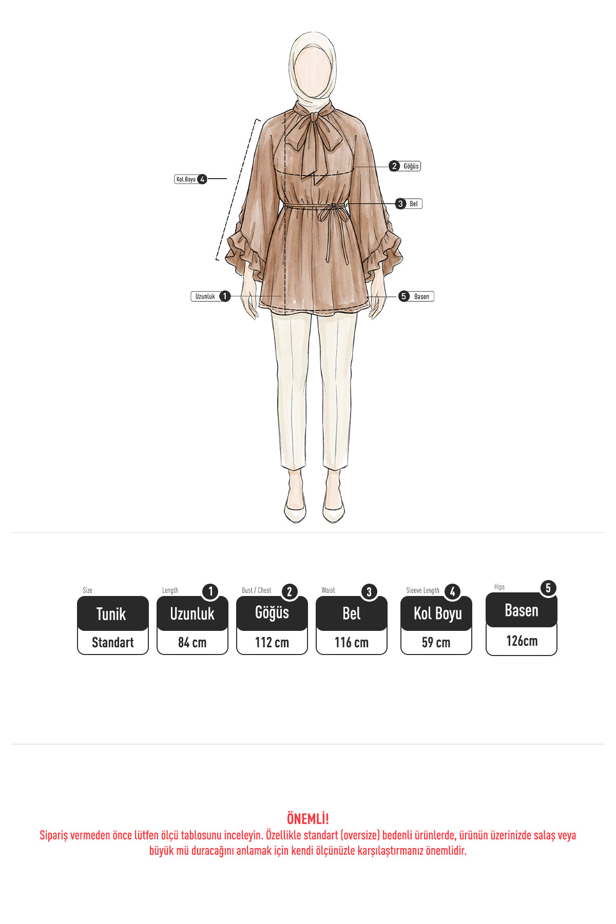 Yaka Bağlamalı Tunik Y0059 - HAKİ |  