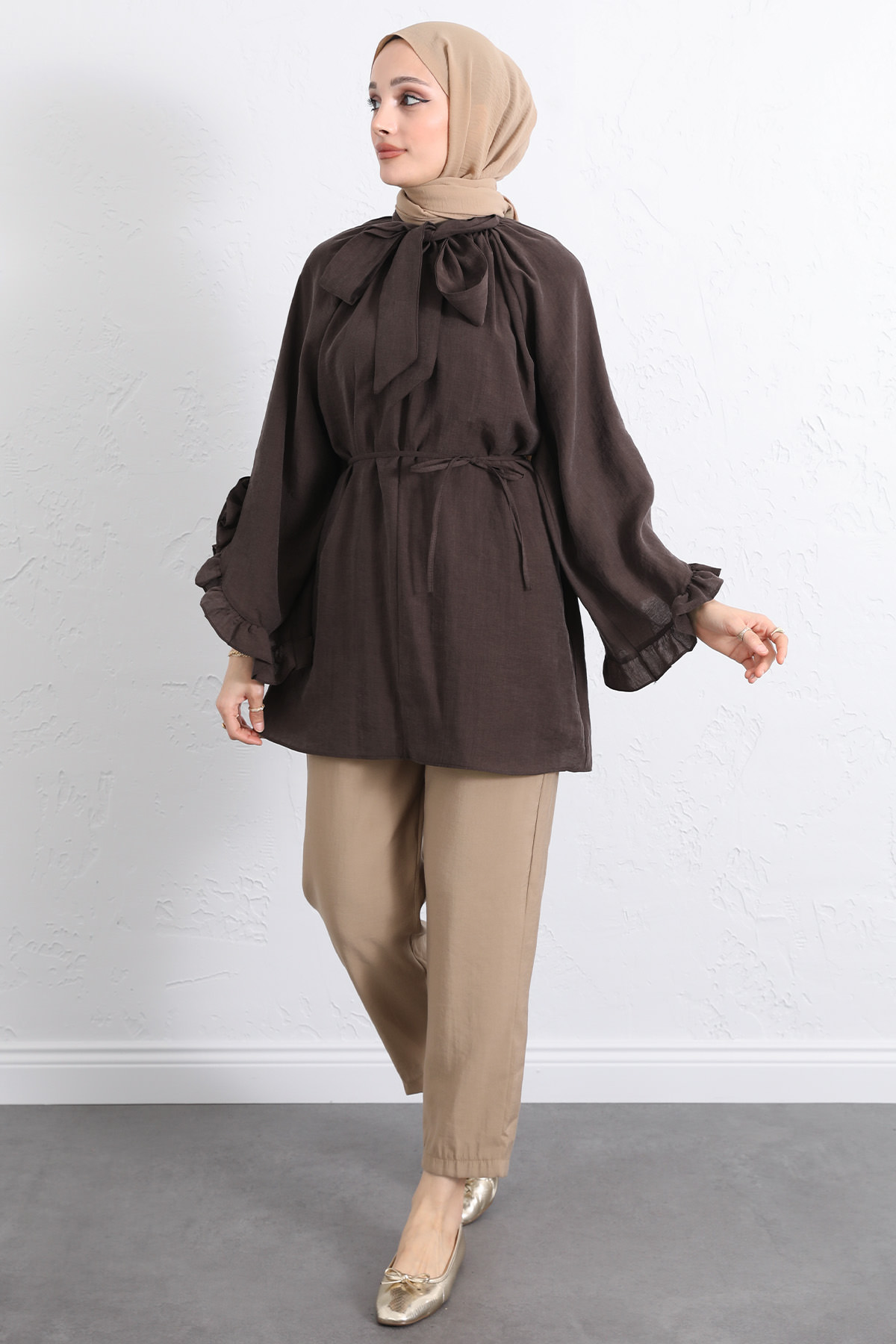 Yaka Bağlamalı Tunik Y0059 - MİNT YEŞİLİ |  