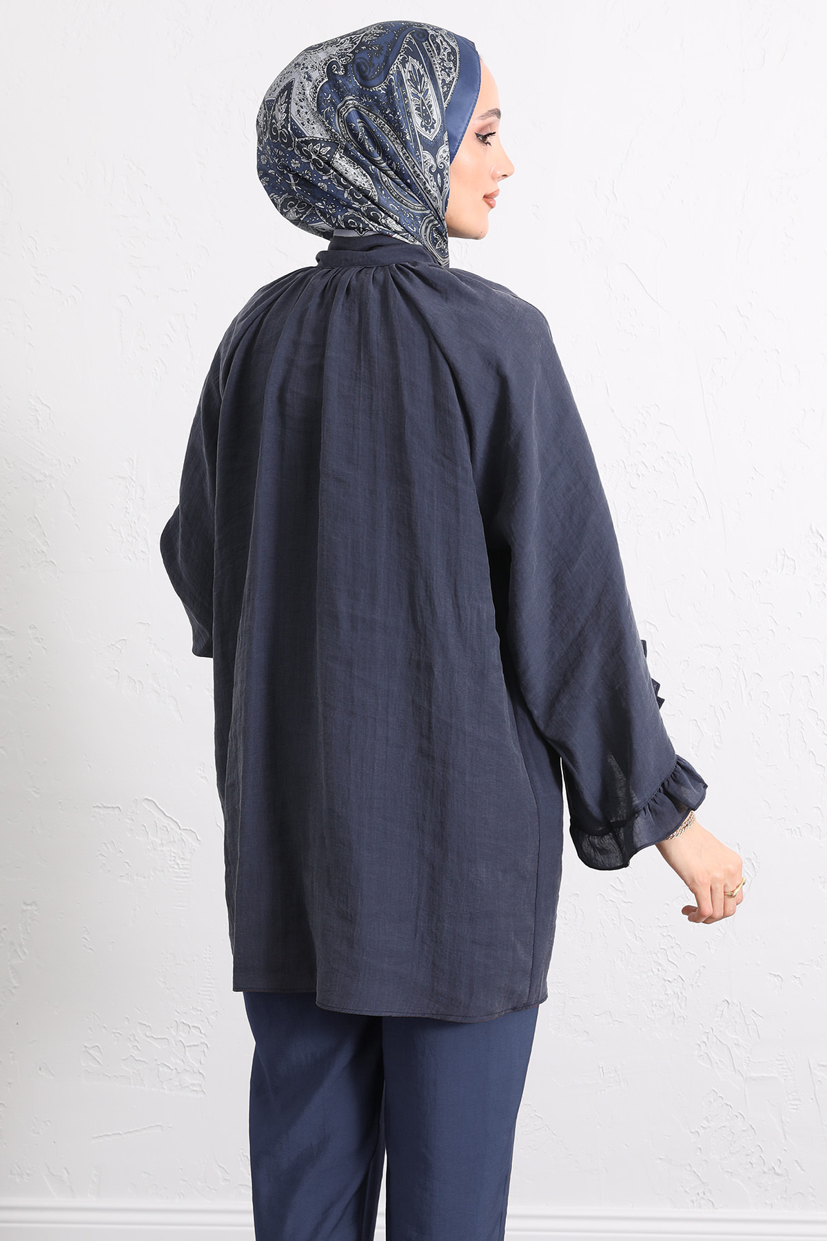 Yaka Bağlamalı Tunik Y0059 - LACİVERT |  