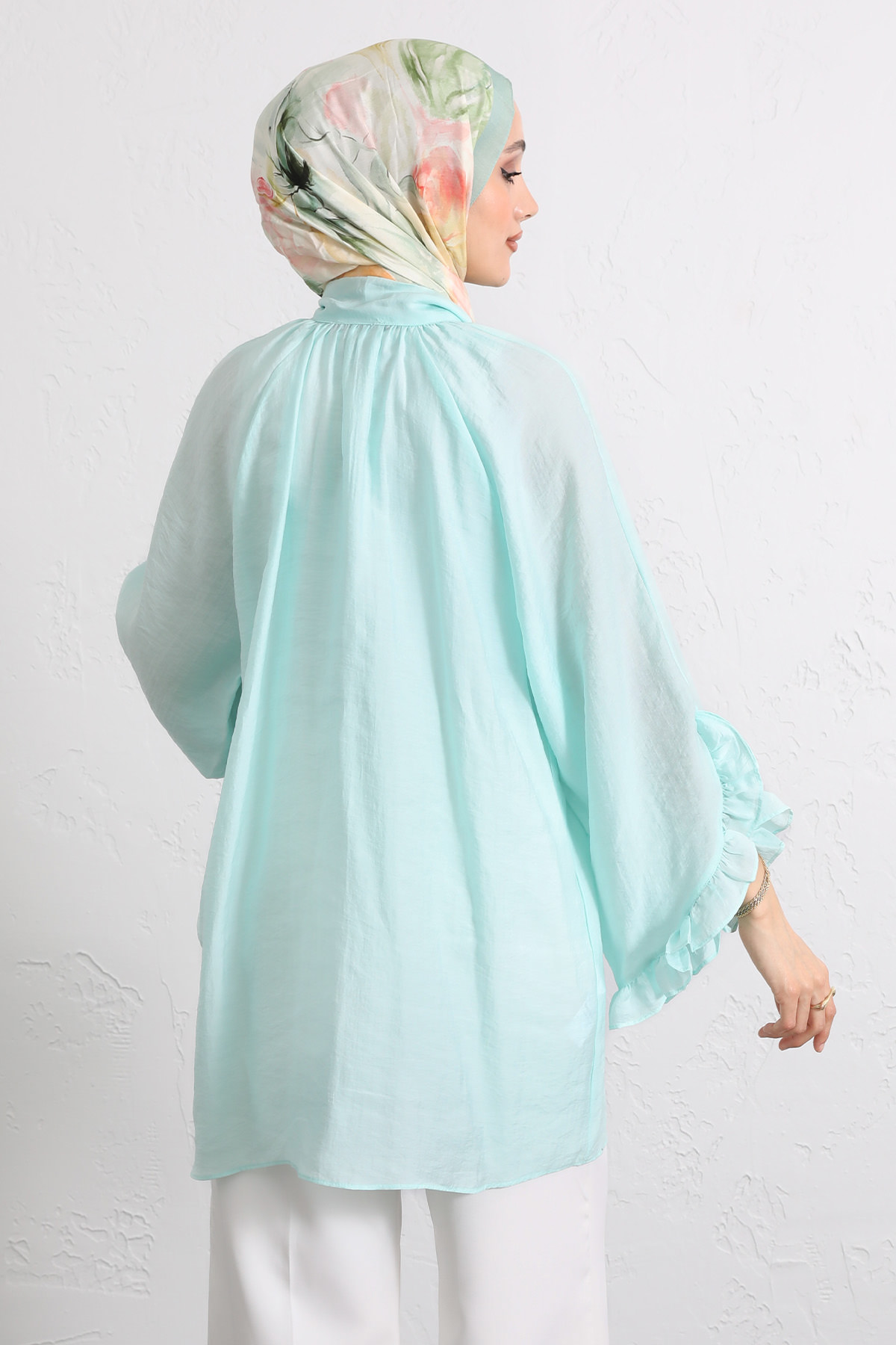 Yaka Bağlamalı Tunik Y0059 - MİNT YEŞİLİ |  