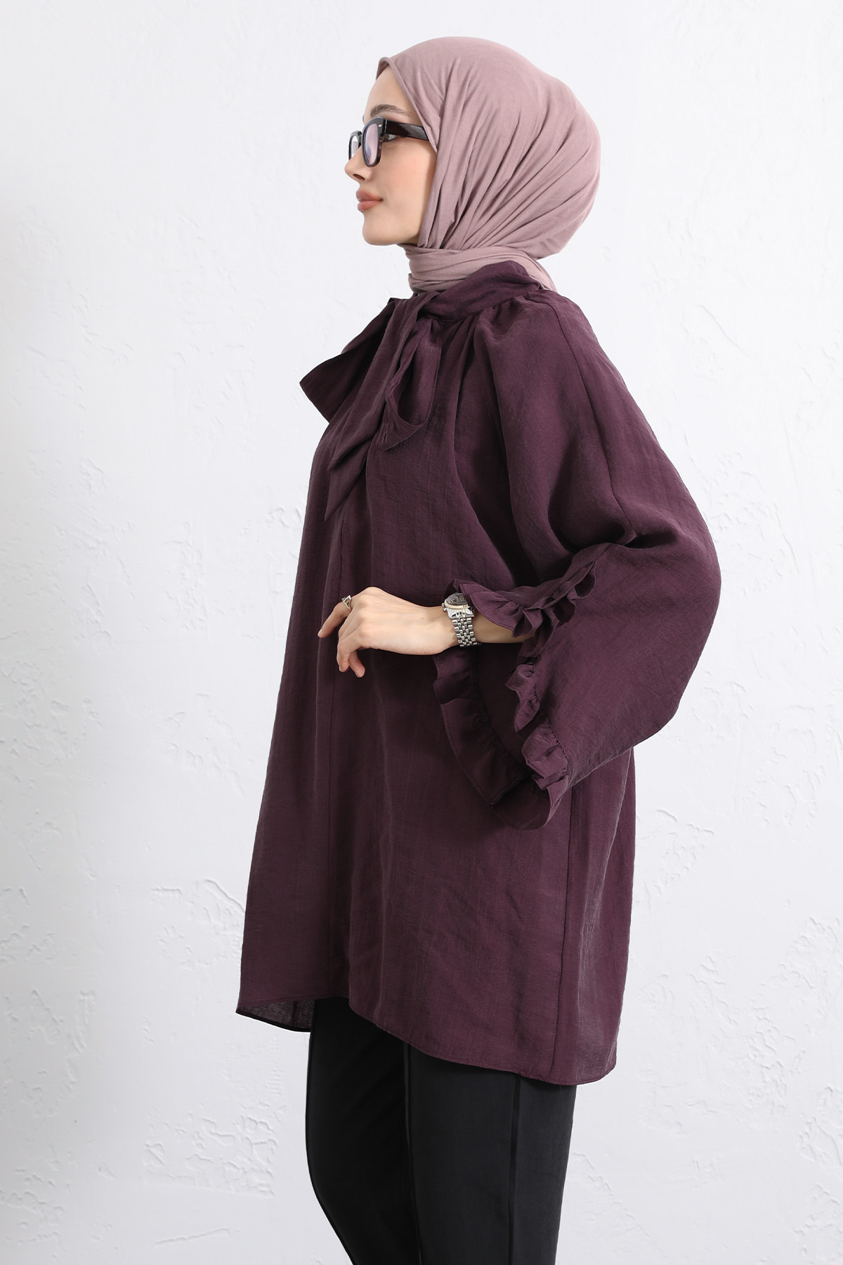 Yaka Bağlamalı Tunik Y0059 - MÜRDÜM |  