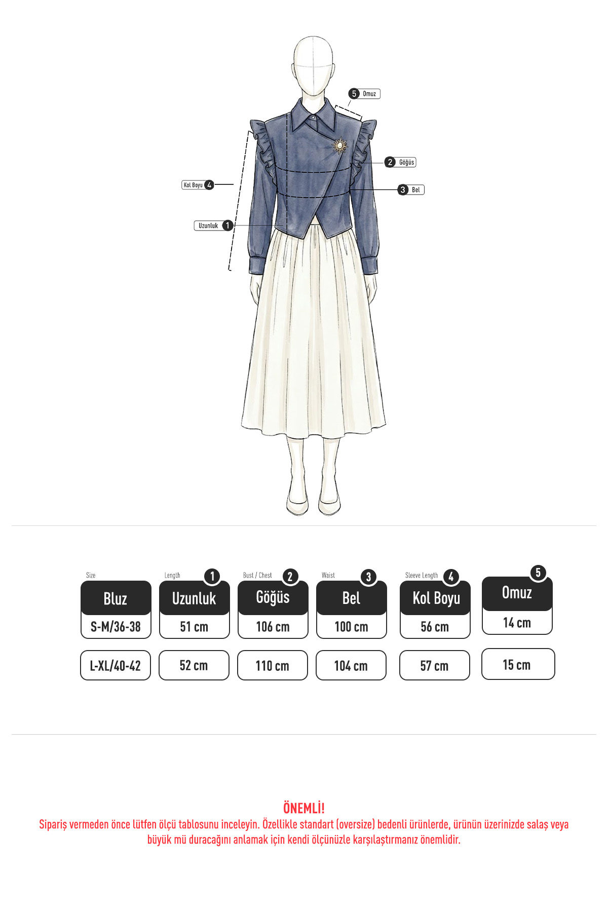 Çapraz Kesim Volanlı Bluz Y0070 - KAHVERENGİ |  