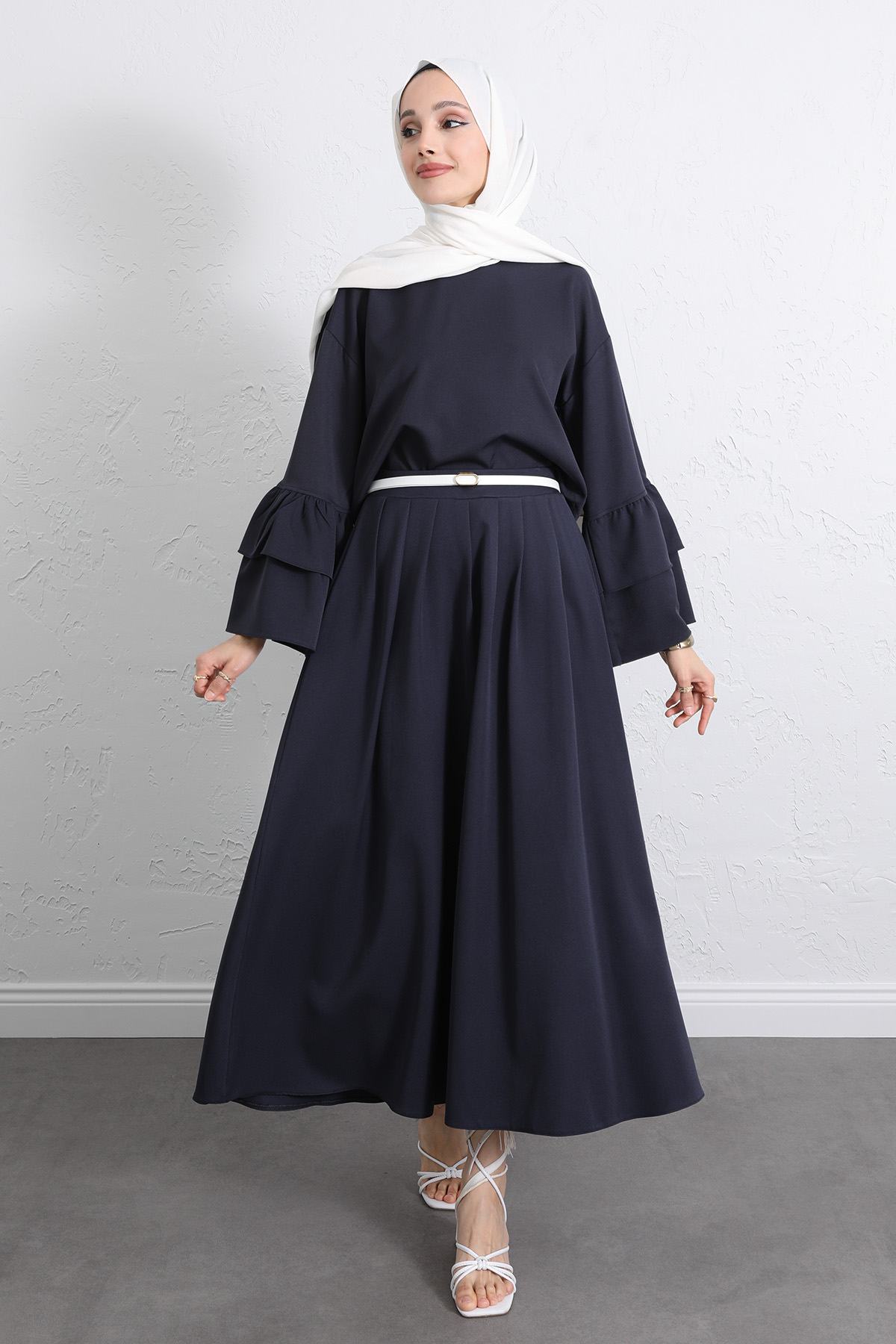 Volan Kollu Etekli Takım Y0075 - LACİVERT |  