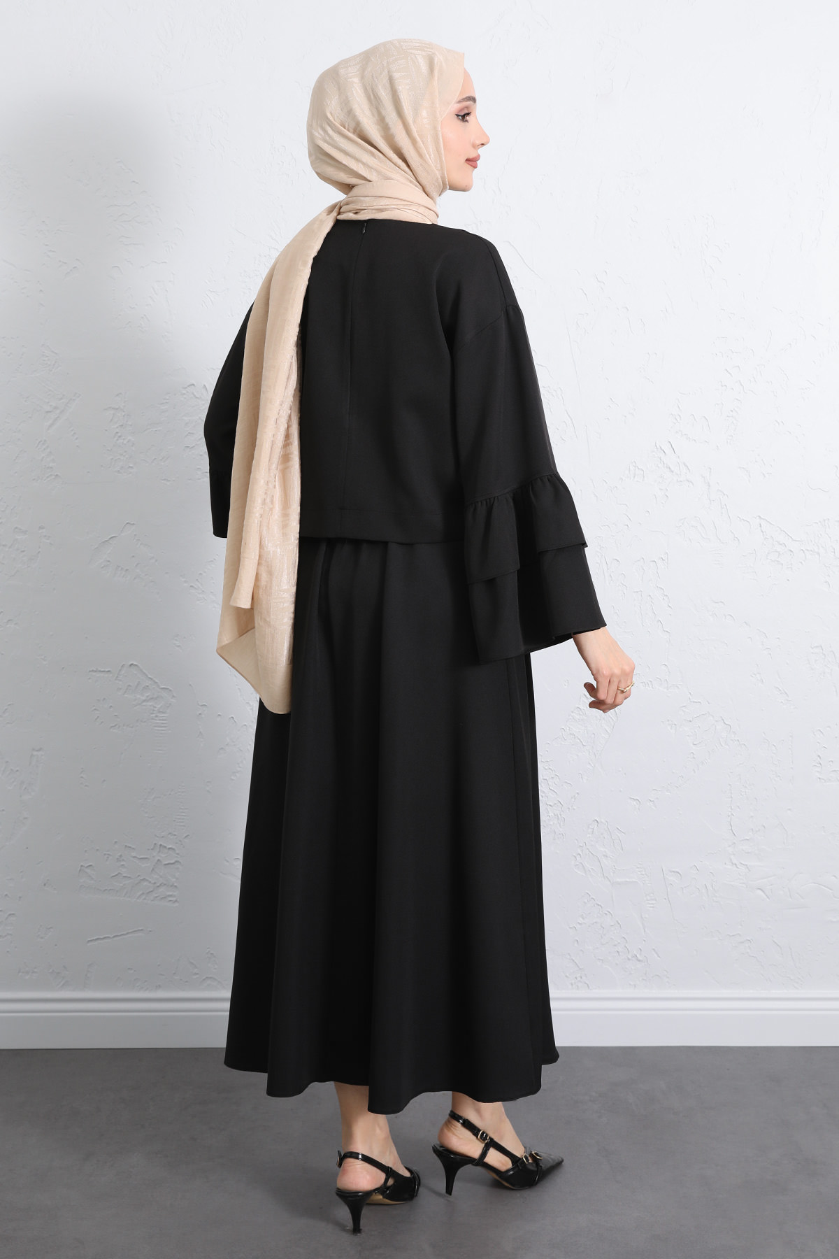 Volan Kollu Etekli Takım Y0075 - SİYAH |  