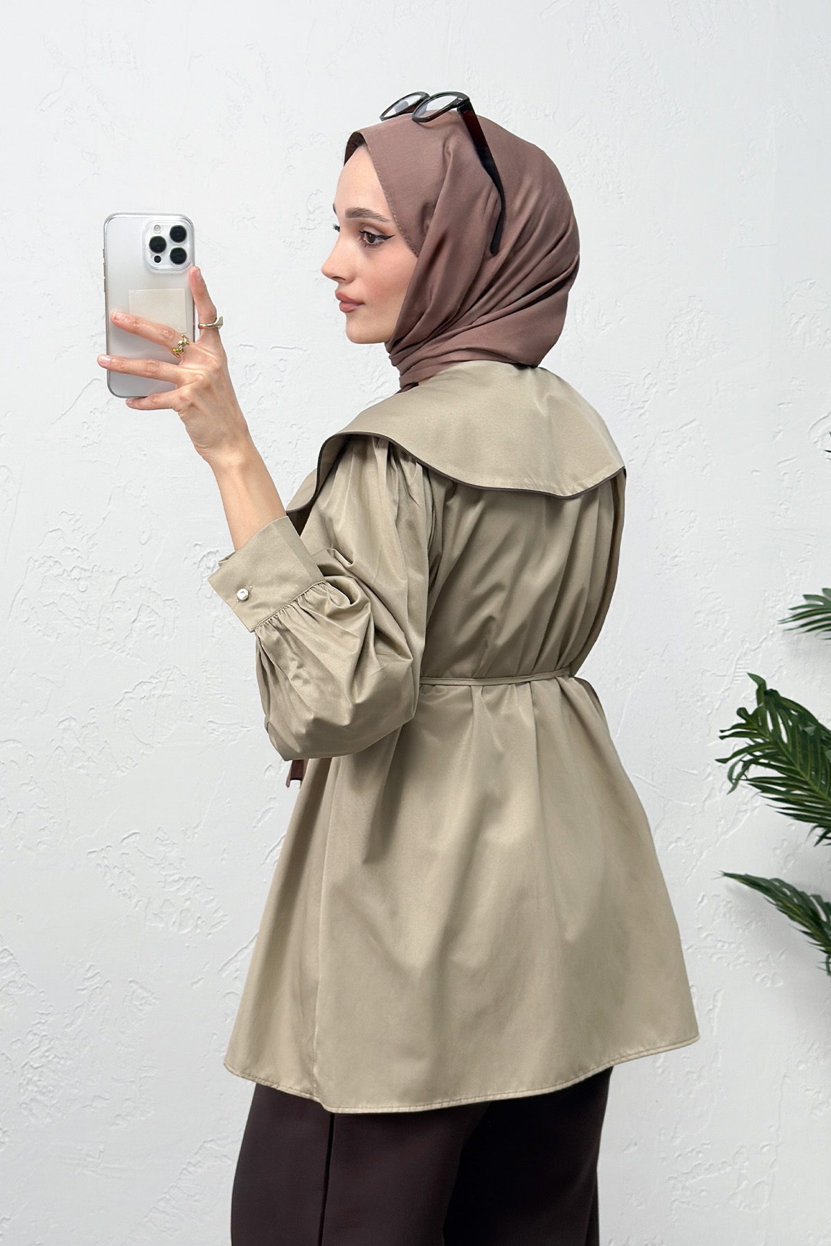 Geniş Yaka Gömlek Y0079 - HAKİ |  