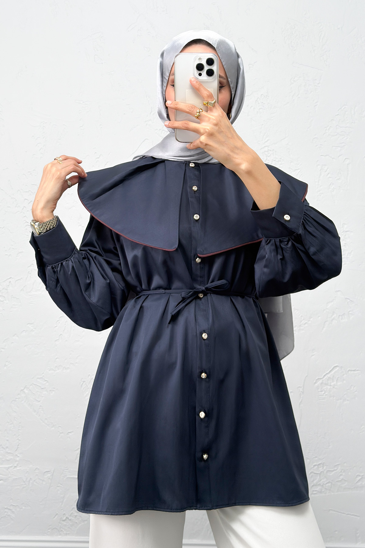 Geniş Yaka Gömlek Y0079 - LACİVERT |  