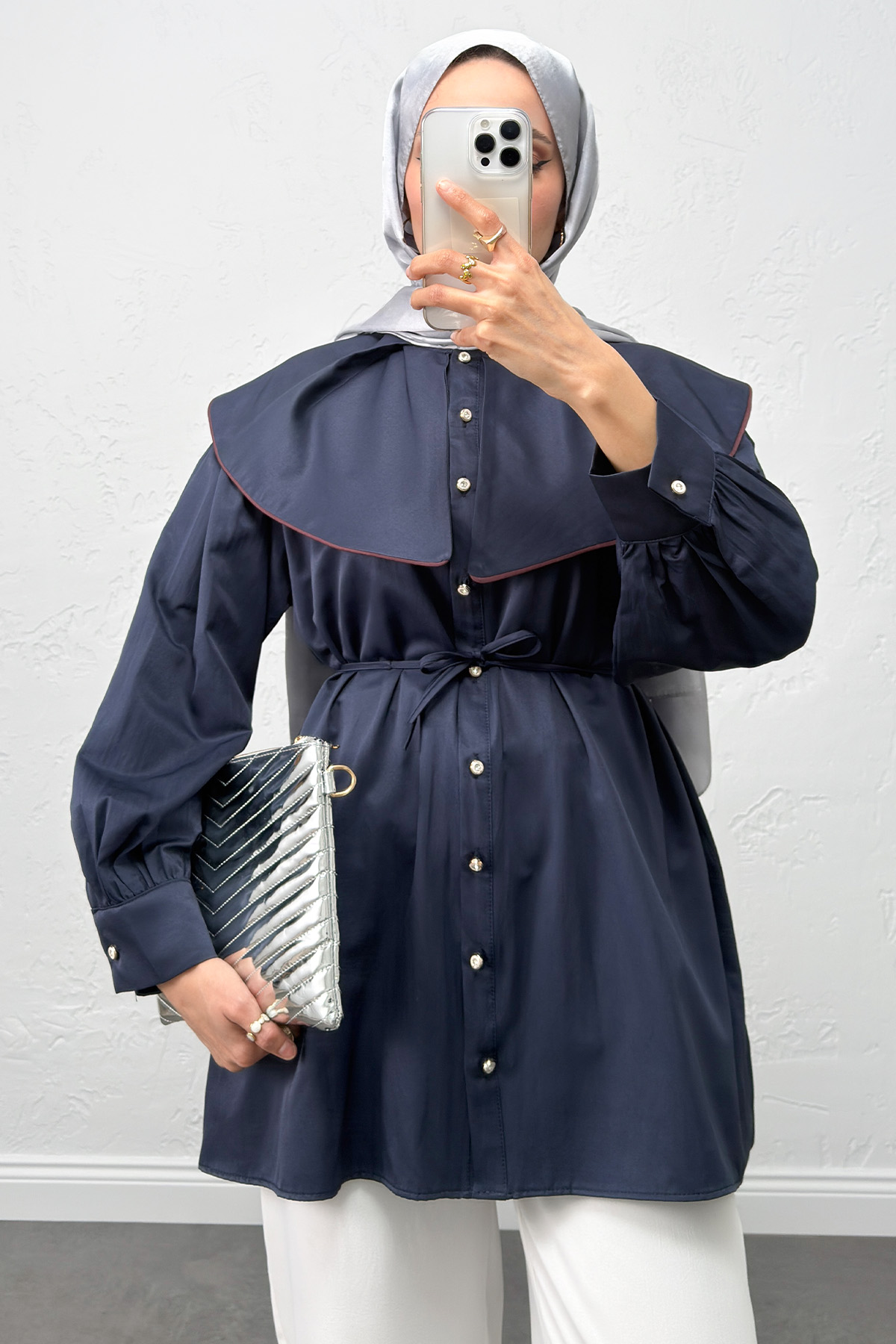 Geniş Yaka Gömlek Y0079 - LACİVERT |  