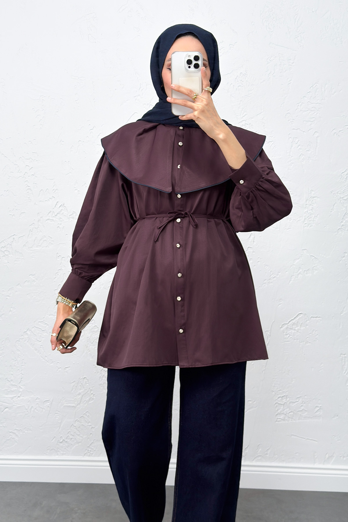 Geniş Yaka Gömlek Y0079 - MÜRDÜM |  