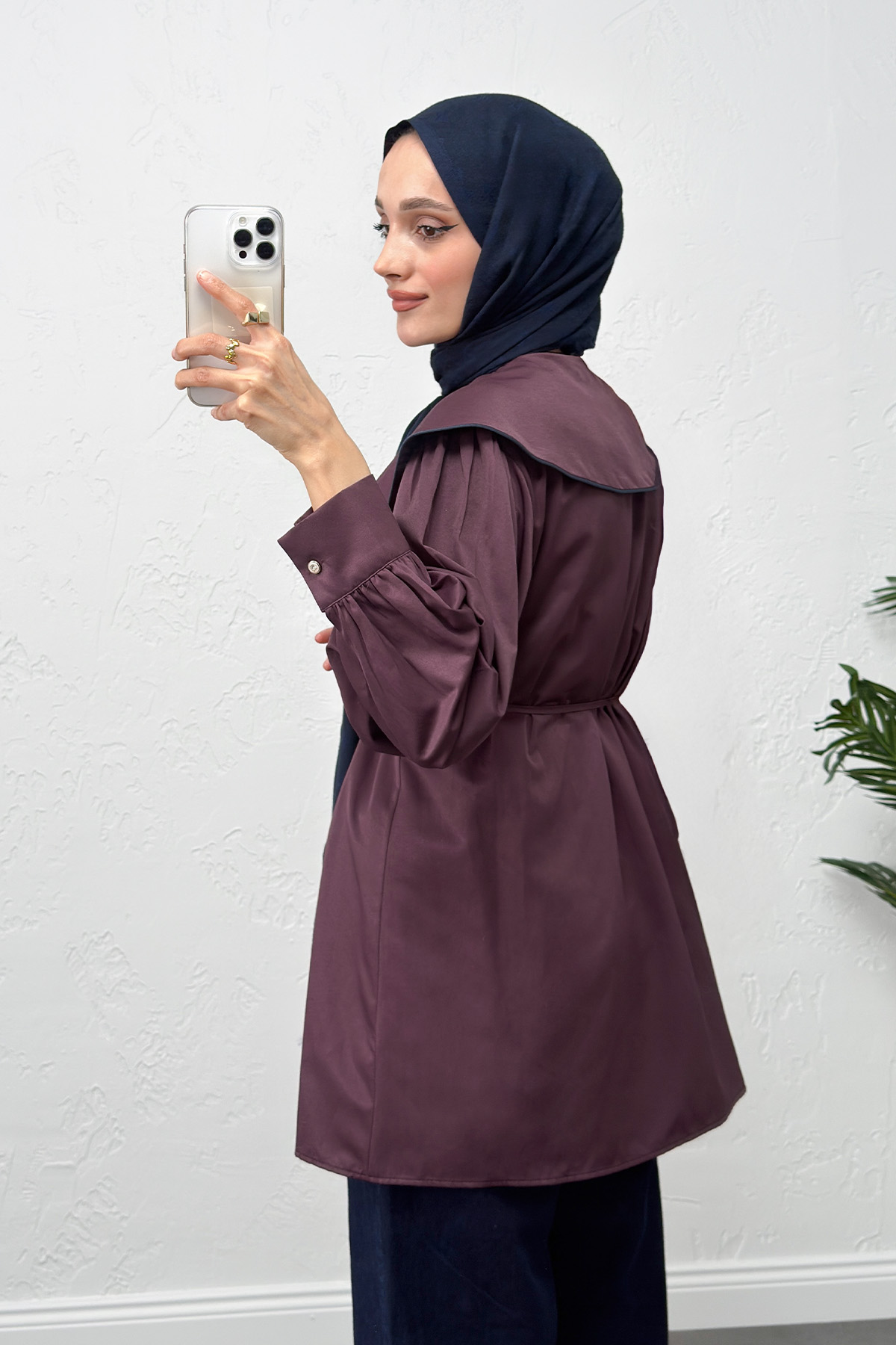 Geniş Yaka Gömlek Y0079 - MÜRDÜM |  