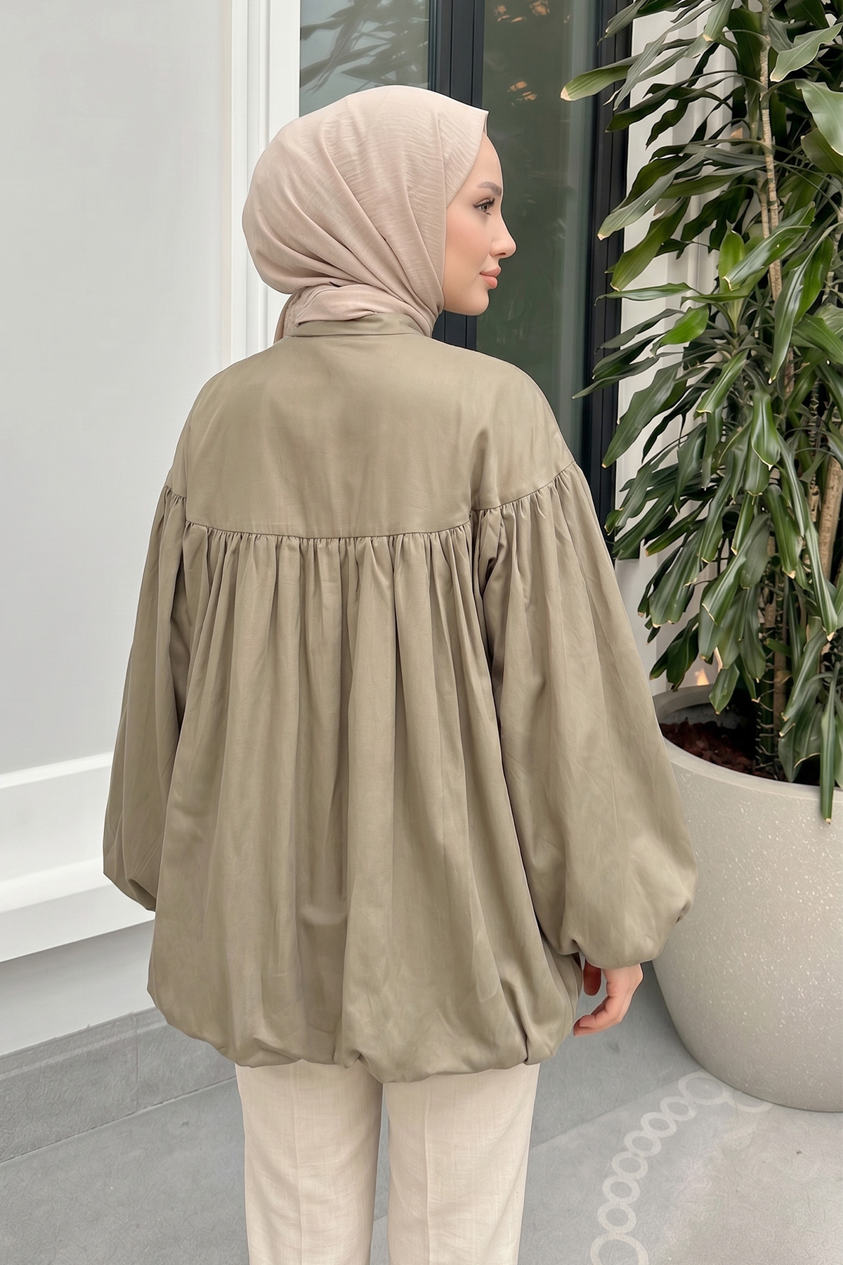 Yaka Kuşaklı Tunik Y0088 - HAKİ |  