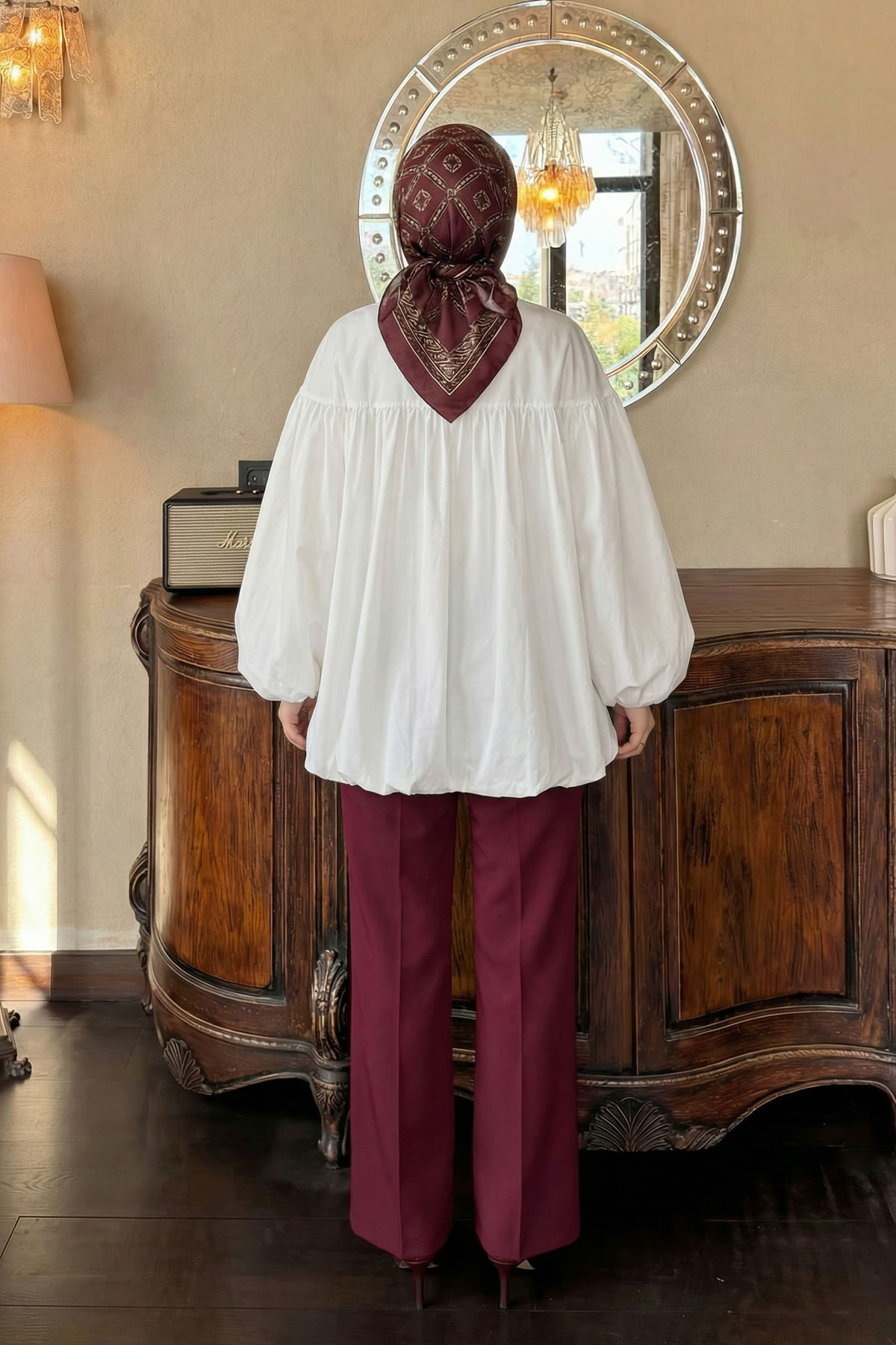 Yaka Kuşaklı Tunik Y0088 - BEYAZ |  