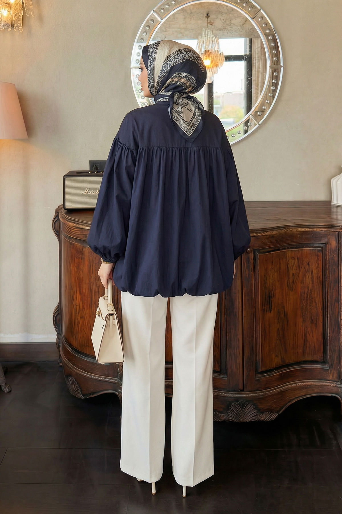 Yaka Kuşaklı Tunik Y0088 - LACİVERT |  