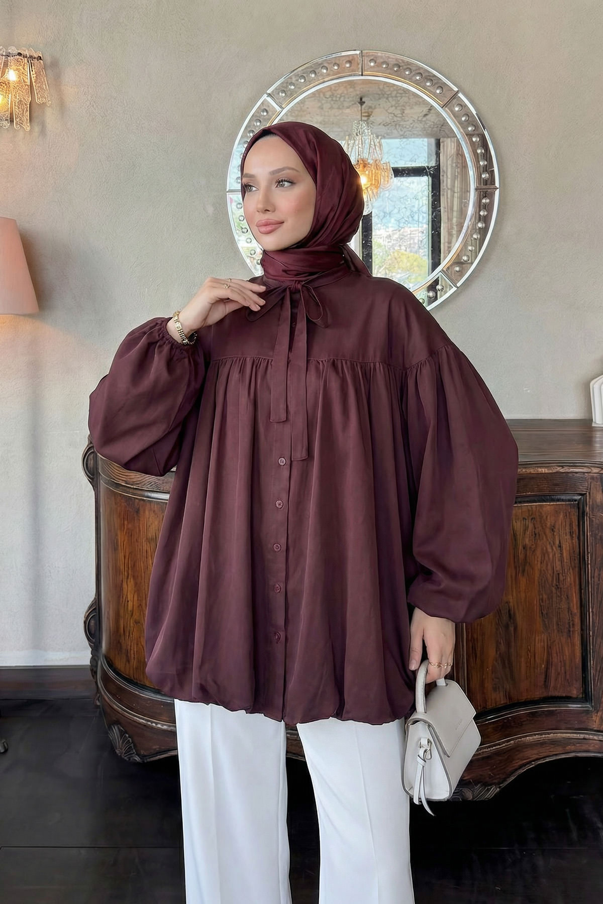 Yaka Kuşaklı Tunik Y0088 - MÜRDÜM |  