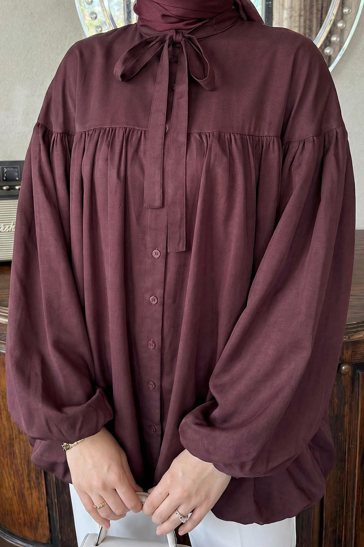 Yaka Kuşaklı Tunik Y0088 - MÜRDÜM |  