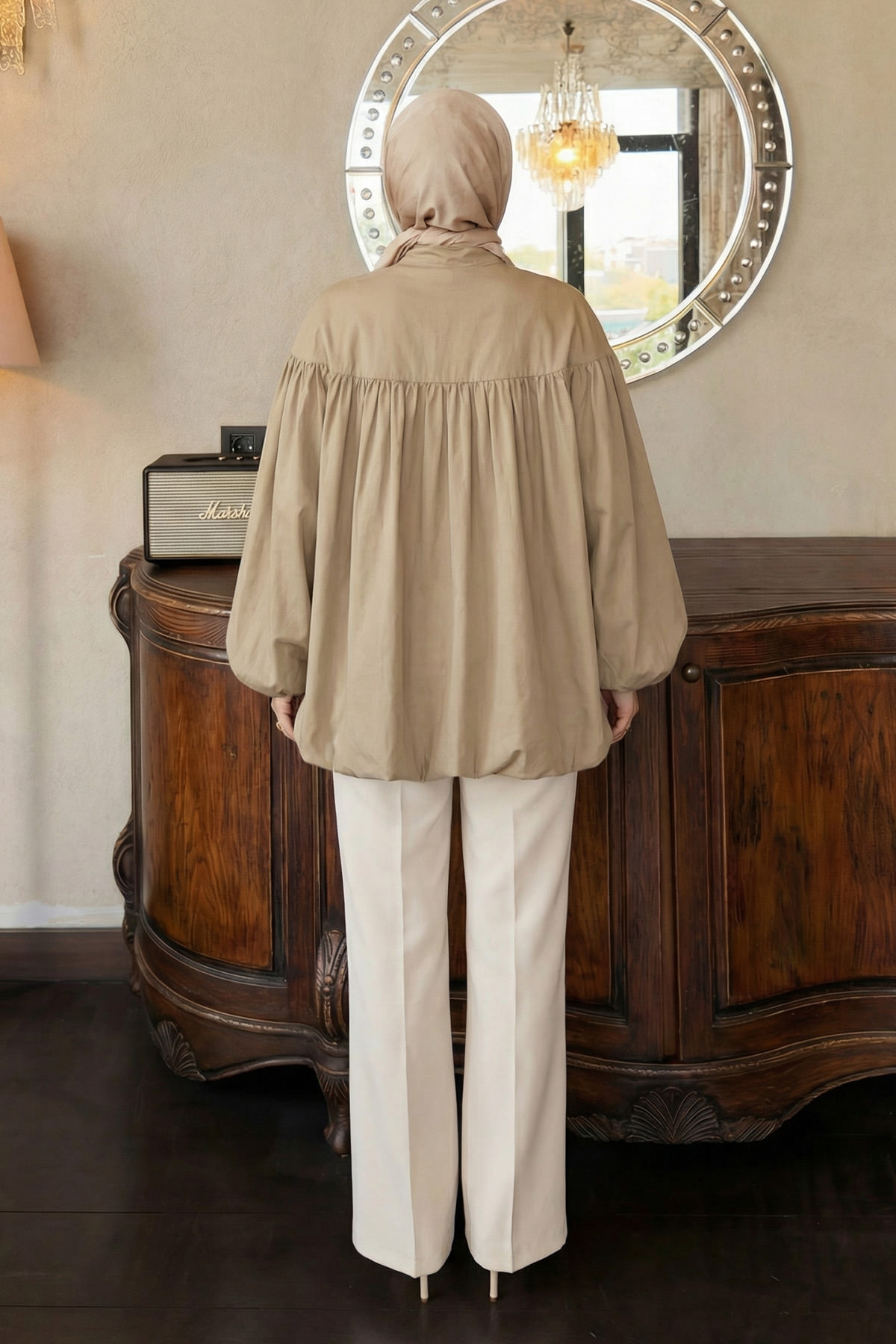 Yaka Kuşaklı Tunik Y0088 - VİZON |  