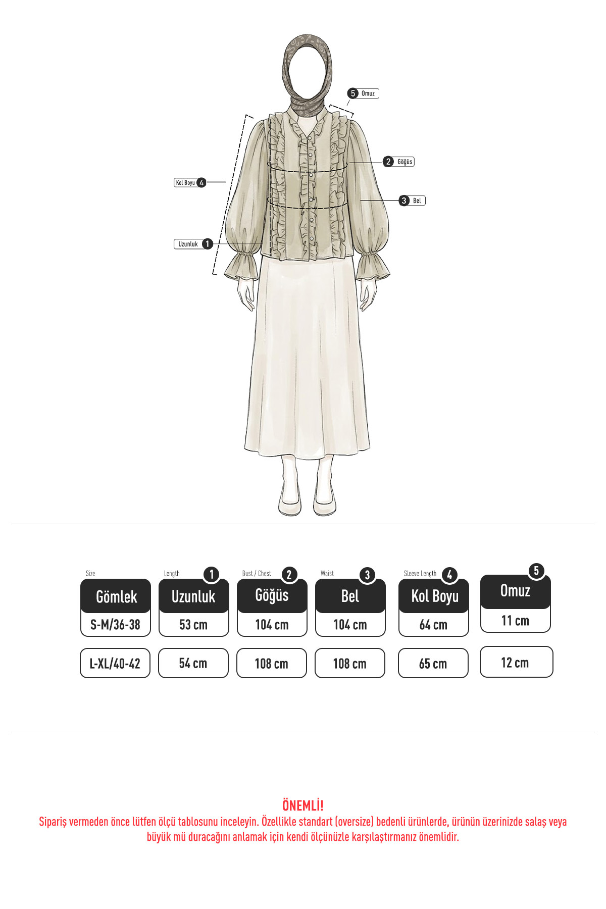 Şerit Fırfırlı Düğmeli Gömlek Y0096 - KOYU KAHVERENGİ |  