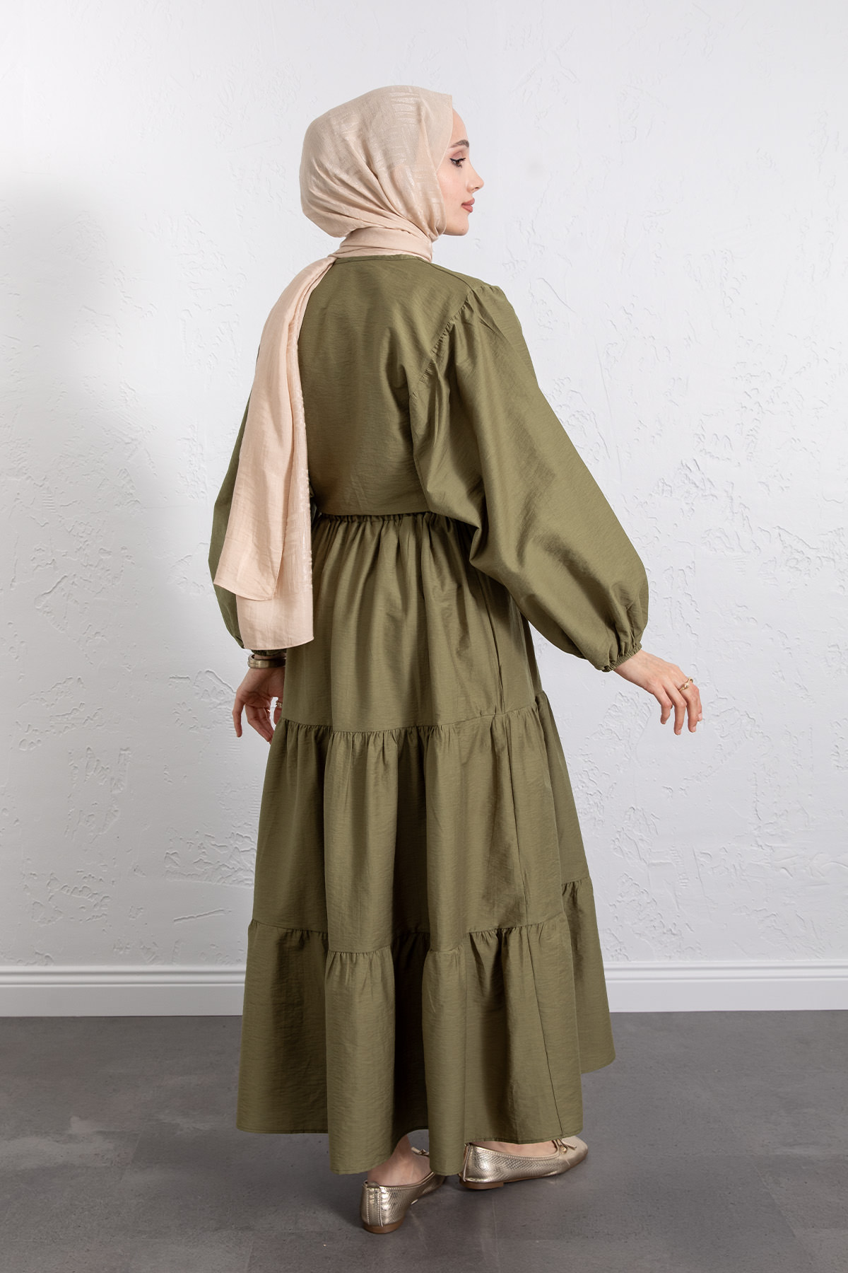 Bağlamalı Bluz Etek Takım Y0100 - HAKİ |  