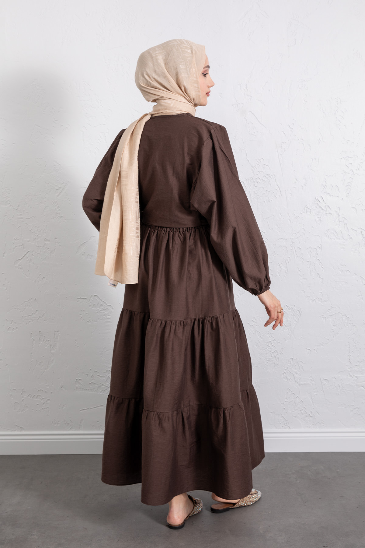 Bağlamalı Bluz Etek Takım Y0100 - KAHVERENGİ |  