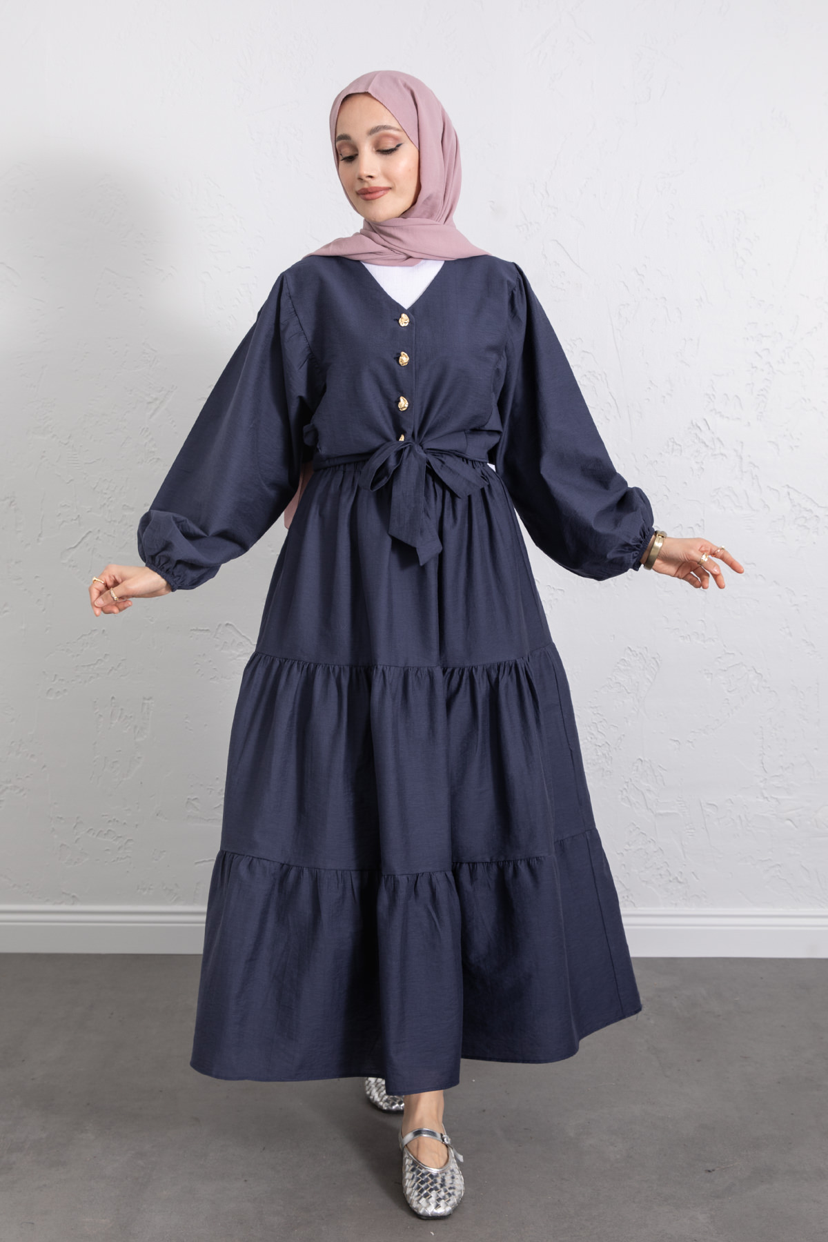 Bağlamalı Bluz Etek Takım Y0100 - LACİVERT |  