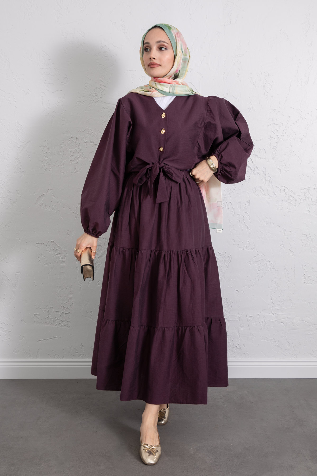 Bağlamalı Bluz Etek Takım Y0100 - MÜRDÜM |  