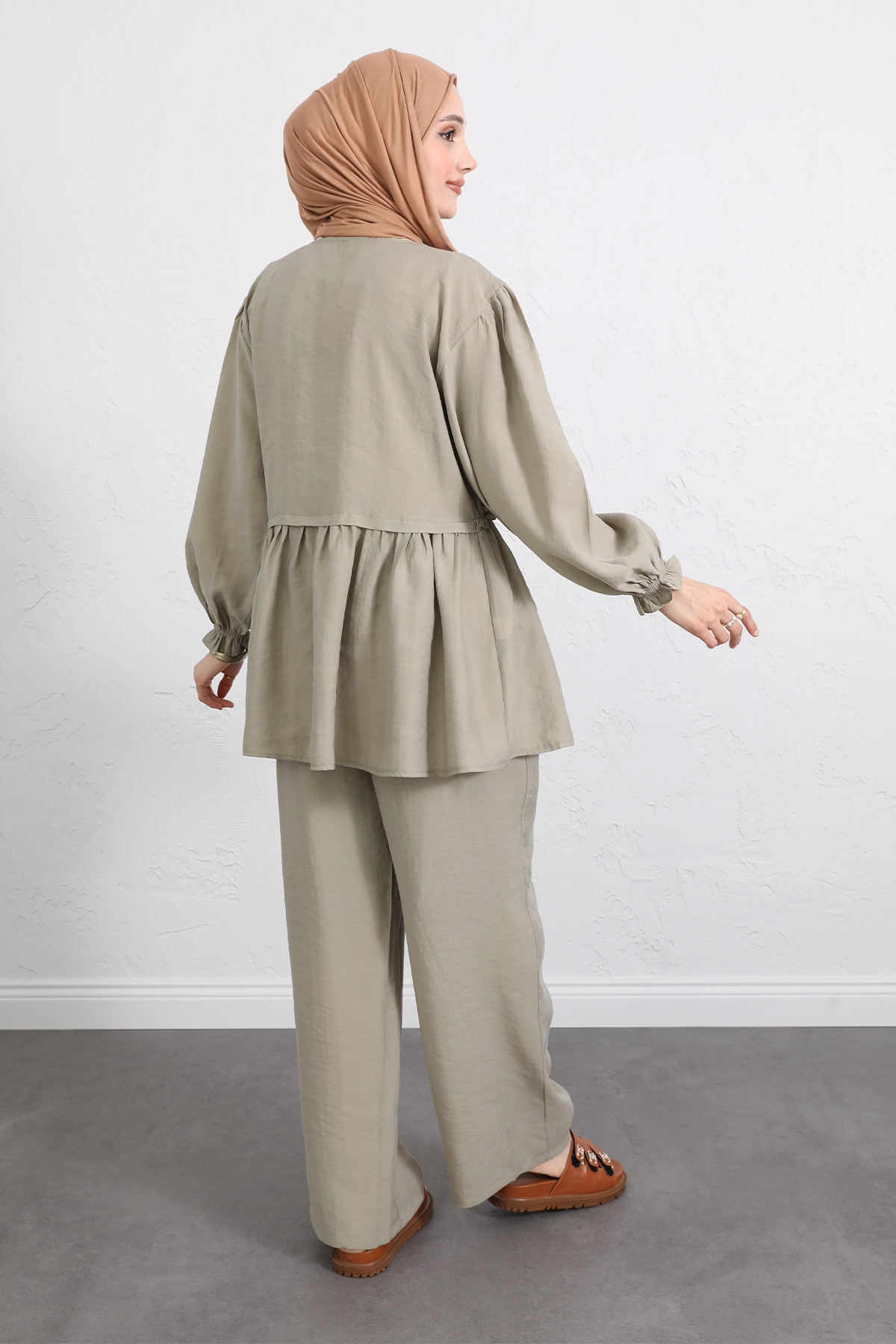 Önü Büzgülü Kimono Takım Y0102 - HAKİ |  