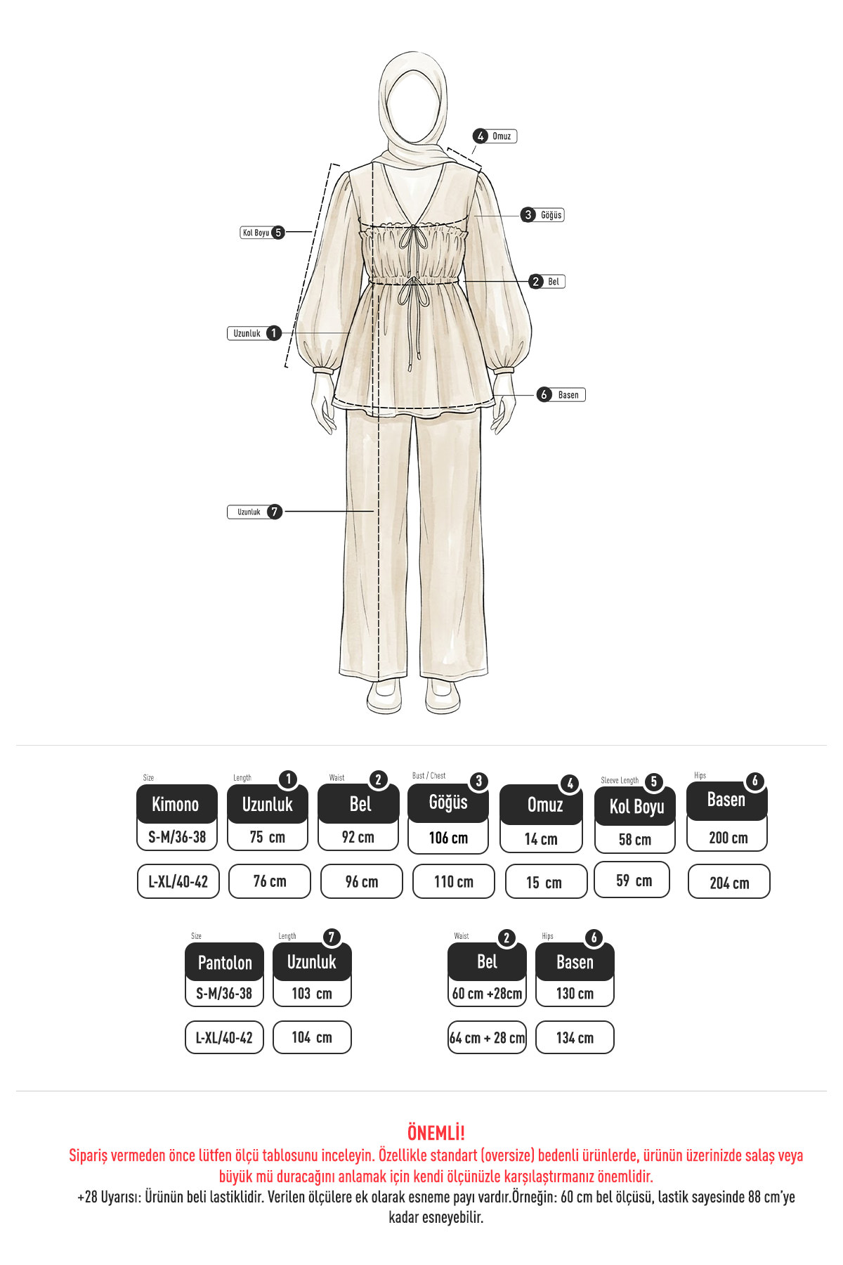 Önü Büzgülü Kimono Takım Y0102 - KAHVERENGİ |  