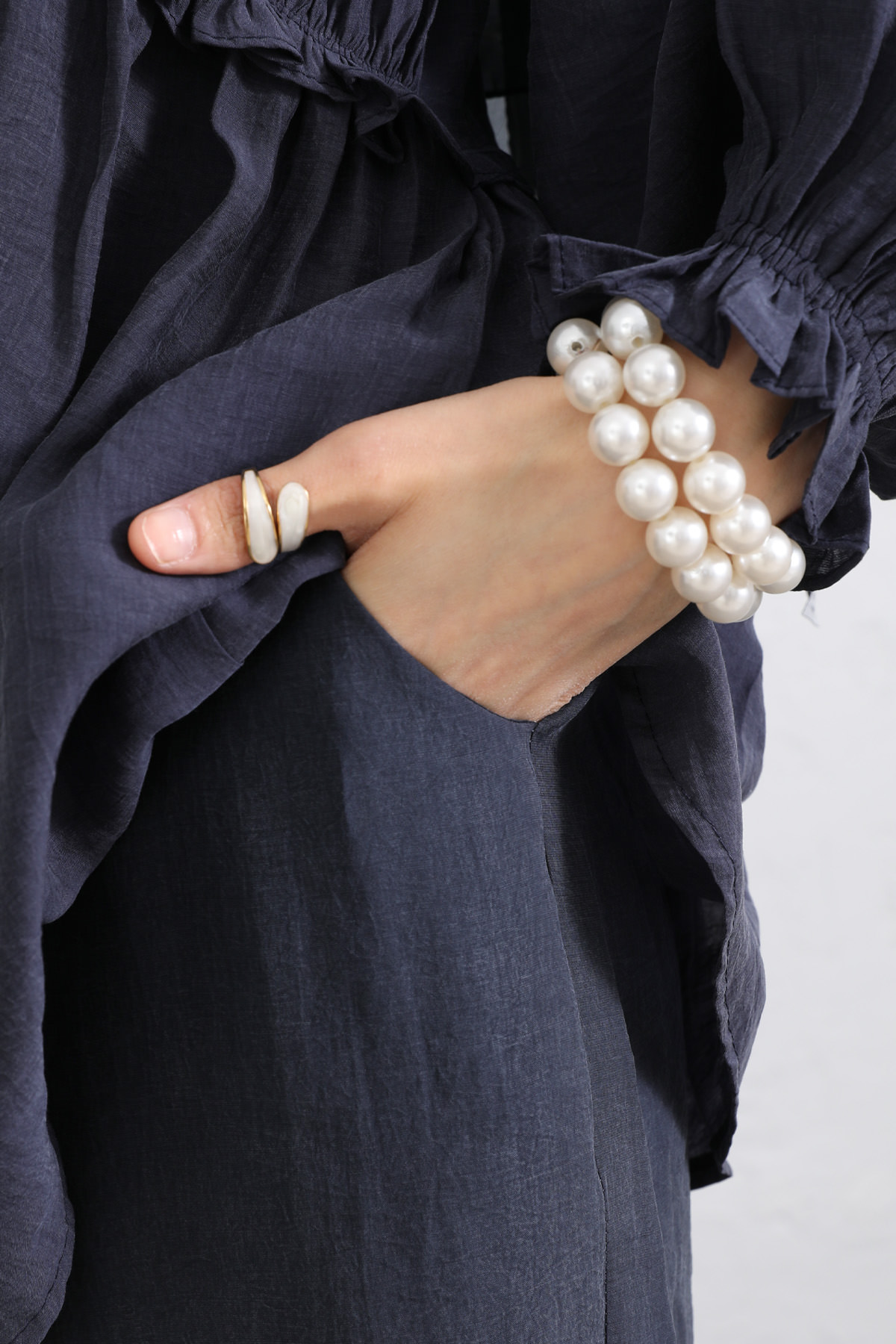 Önü Büzgülü Kimono Takım Y0102 - LACİVERT |  