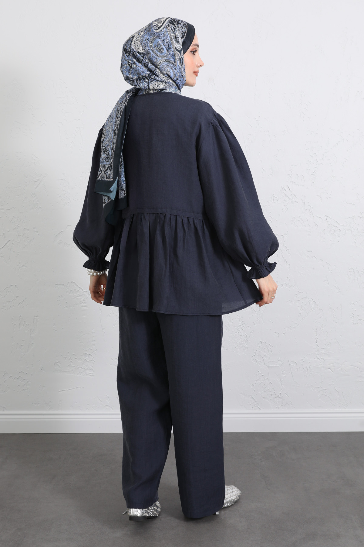 Önü Büzgülü Kimono Takım Y0102 - LACİVERT |  