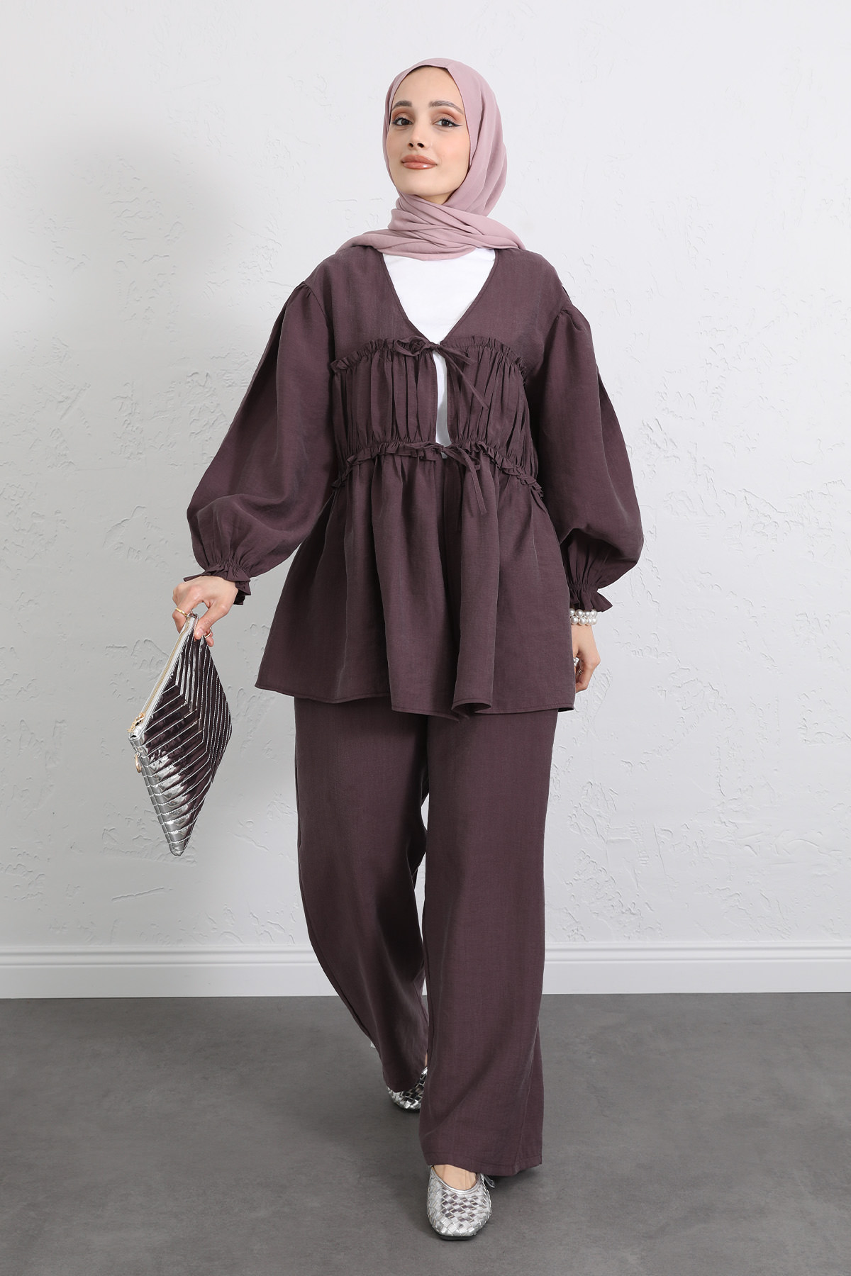 Önü Büzgülü Kimono Takım Y0102 - MÜRDÜM |  