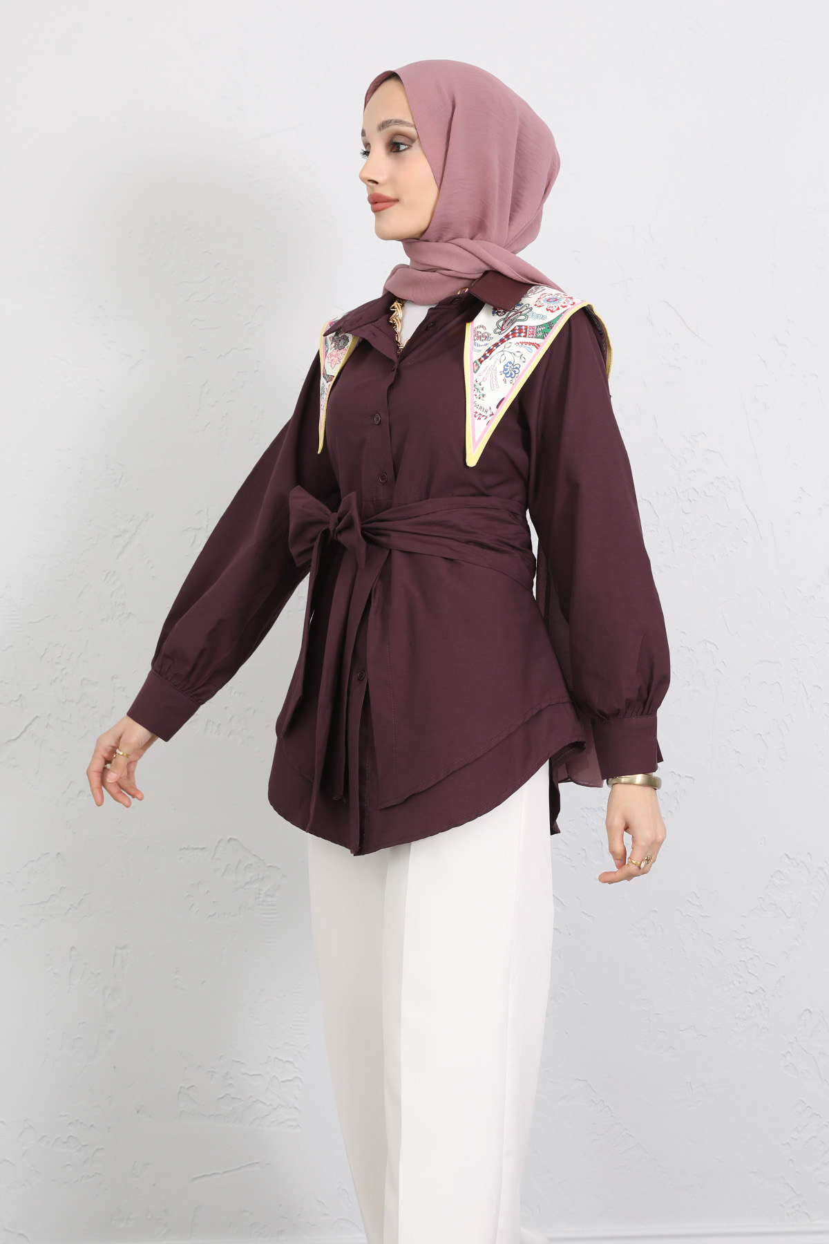 Çapraz Kuşaklı Gömlek Y0105 - MÜRDÜM |  