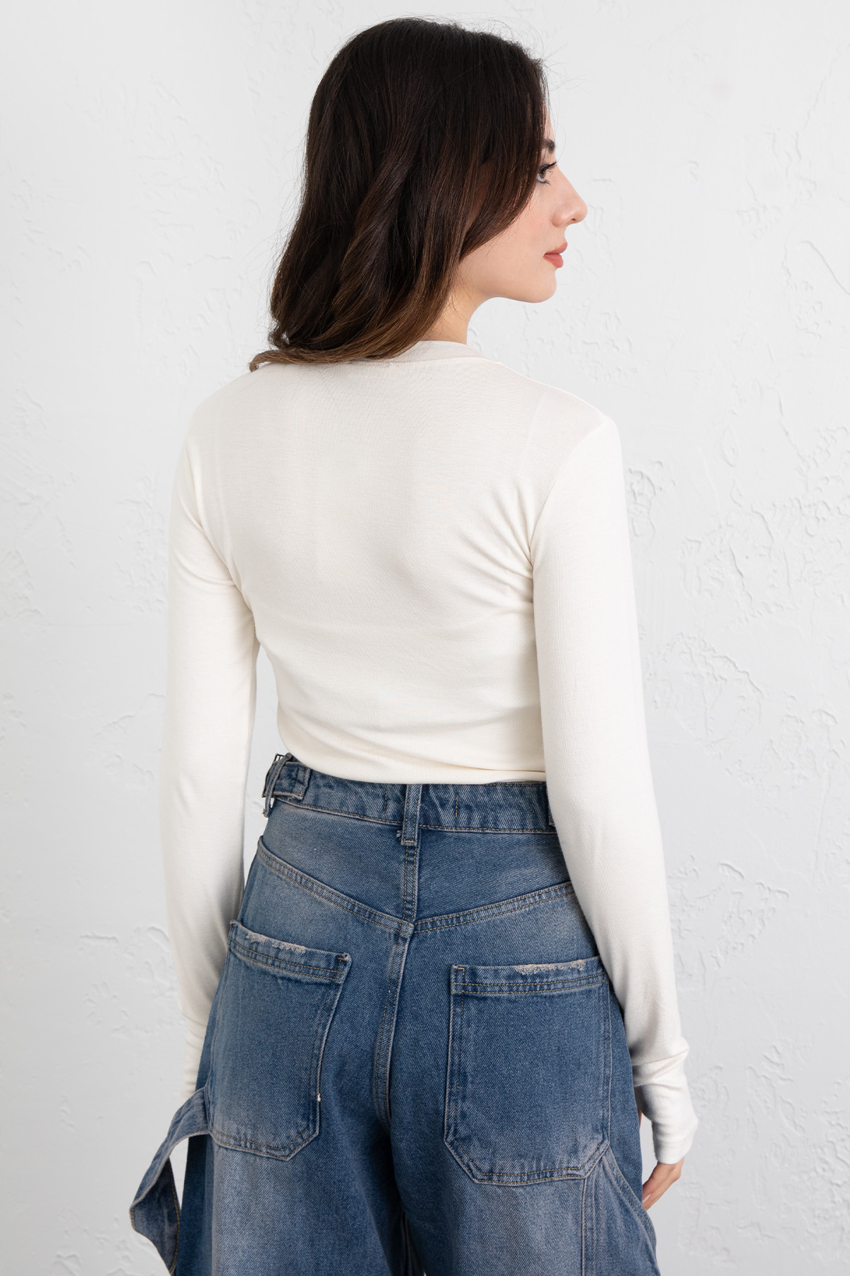 Parmak Geçirmeli Bluz Y2044 - EKRU |  