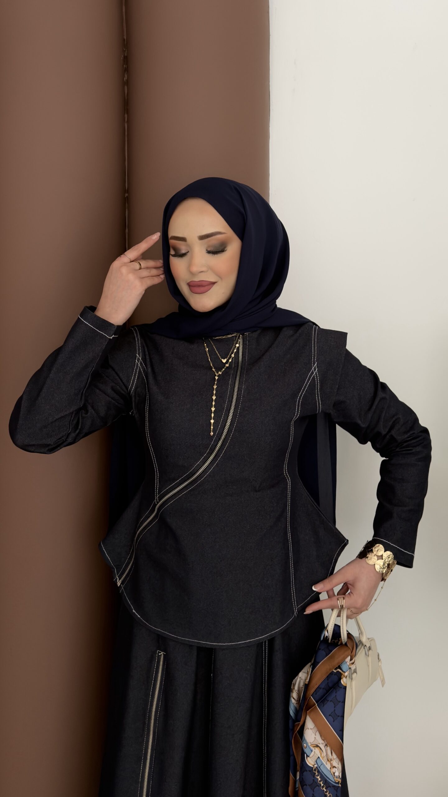 Ghalia Fermuarlı Kot Etekli Takım |  