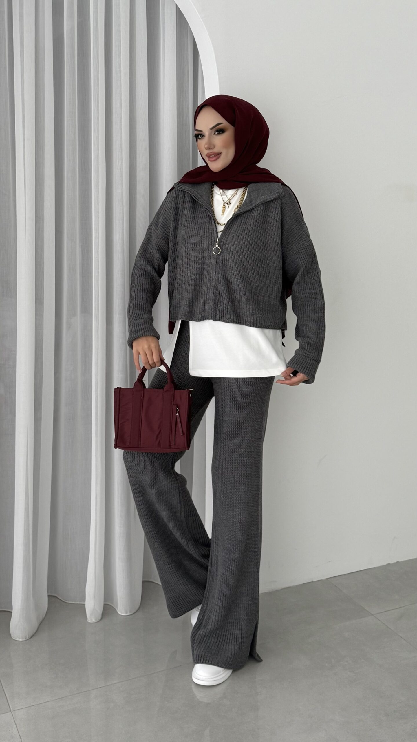 Crop İçlikli Triko Takım |  