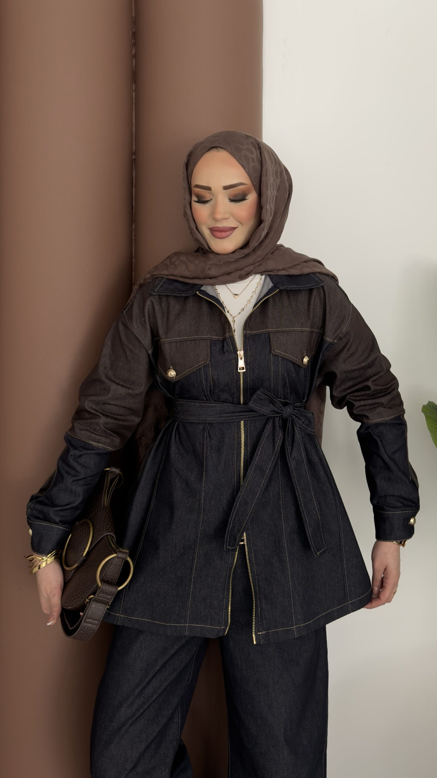 Dark Çift Fermuarlı Denim İkili Takım |  