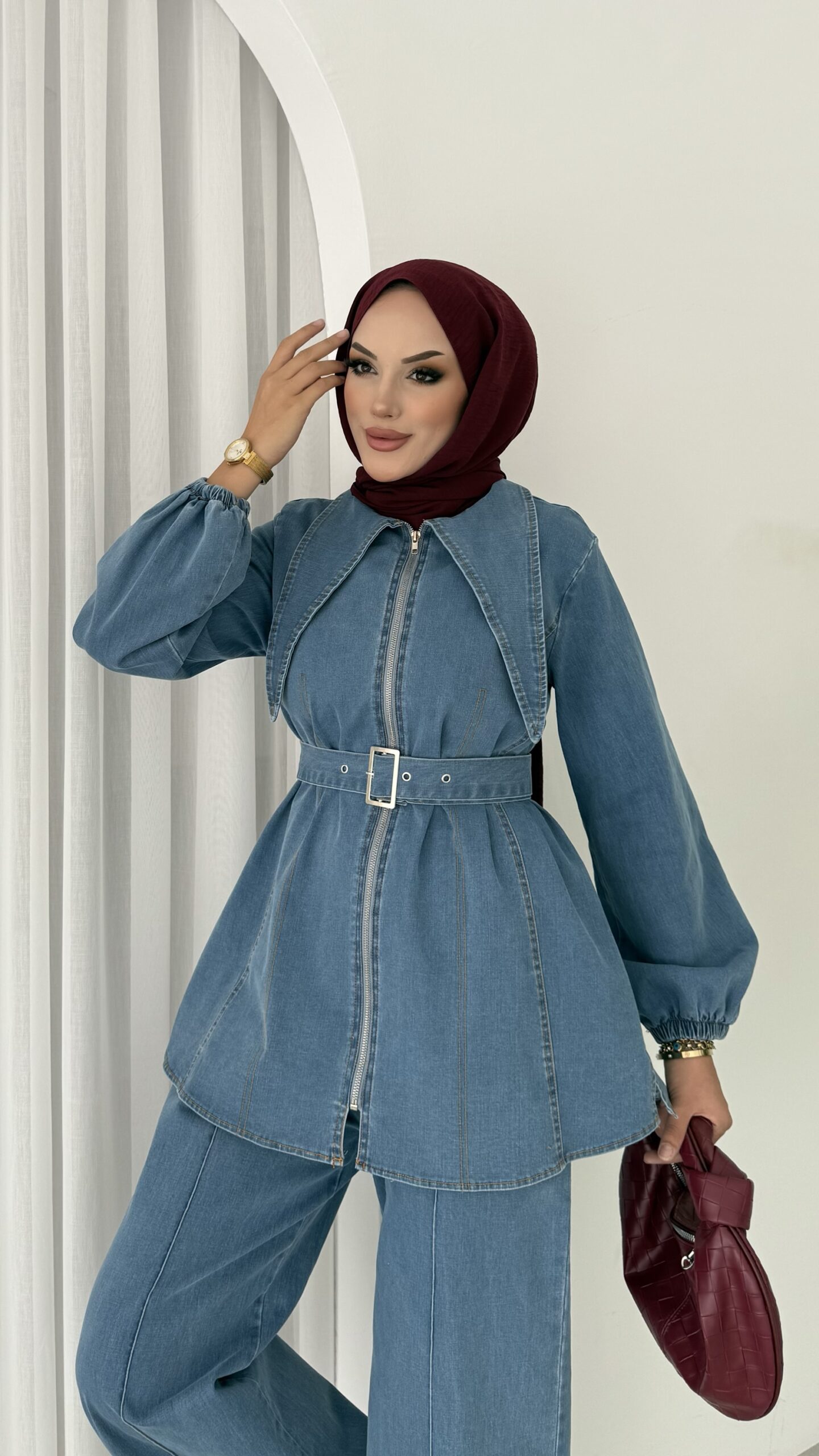 Cross Denim Kemerli İkili Takım |  