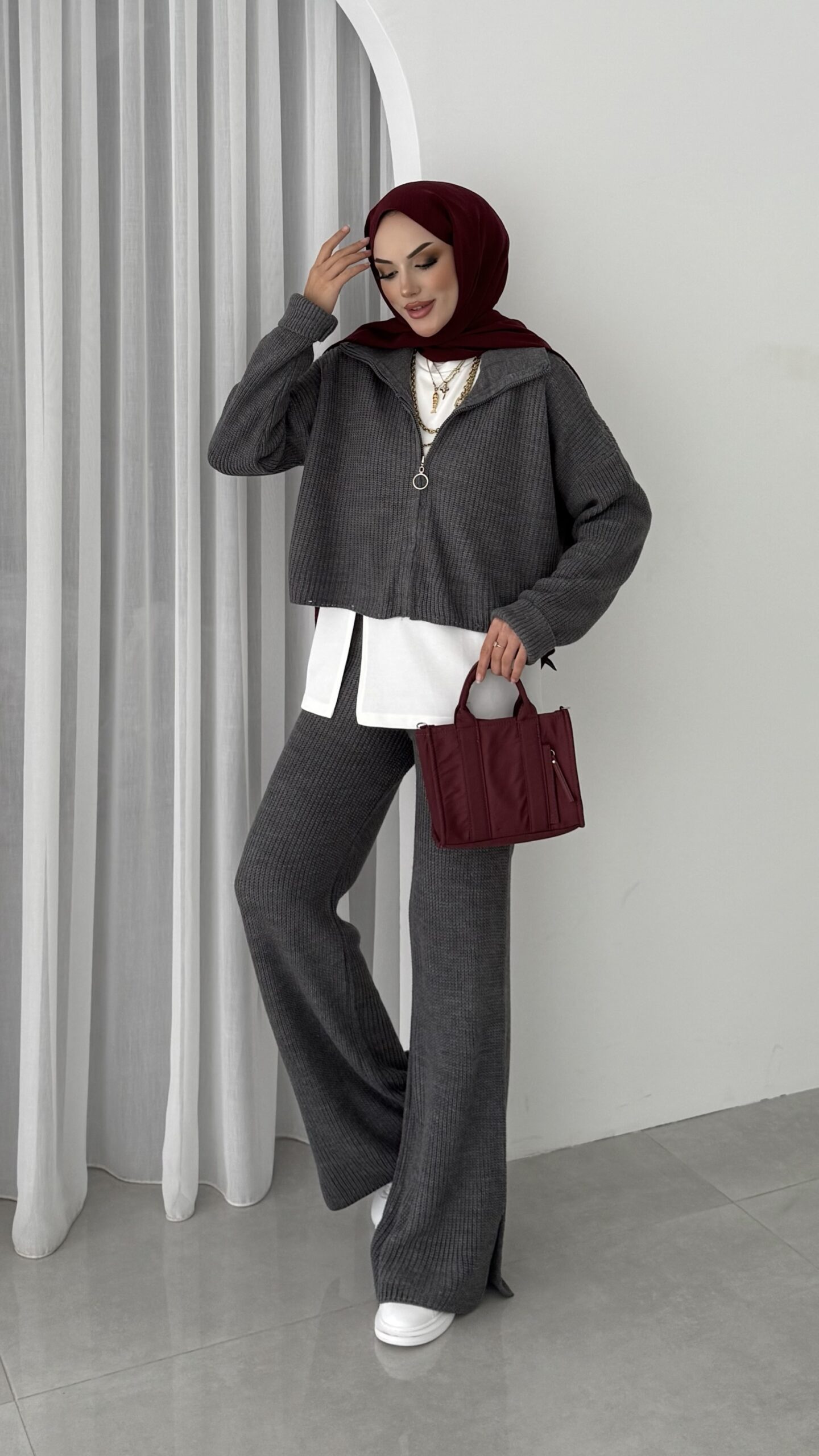 Crop İçlikli Triko Takım |  