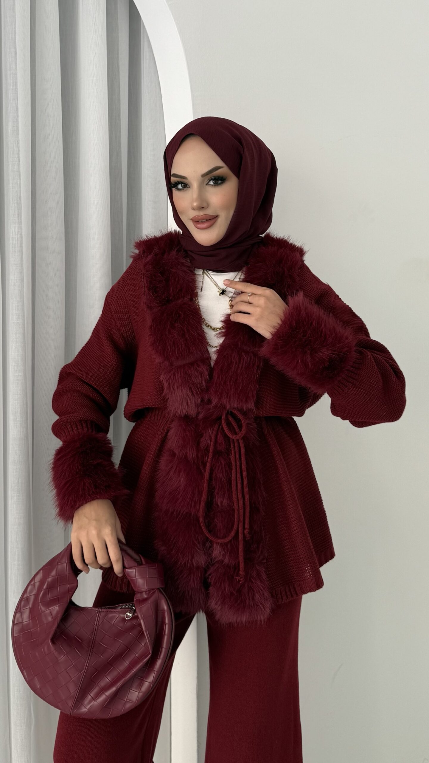 Angora Kürklü Triko İkili Takım |  