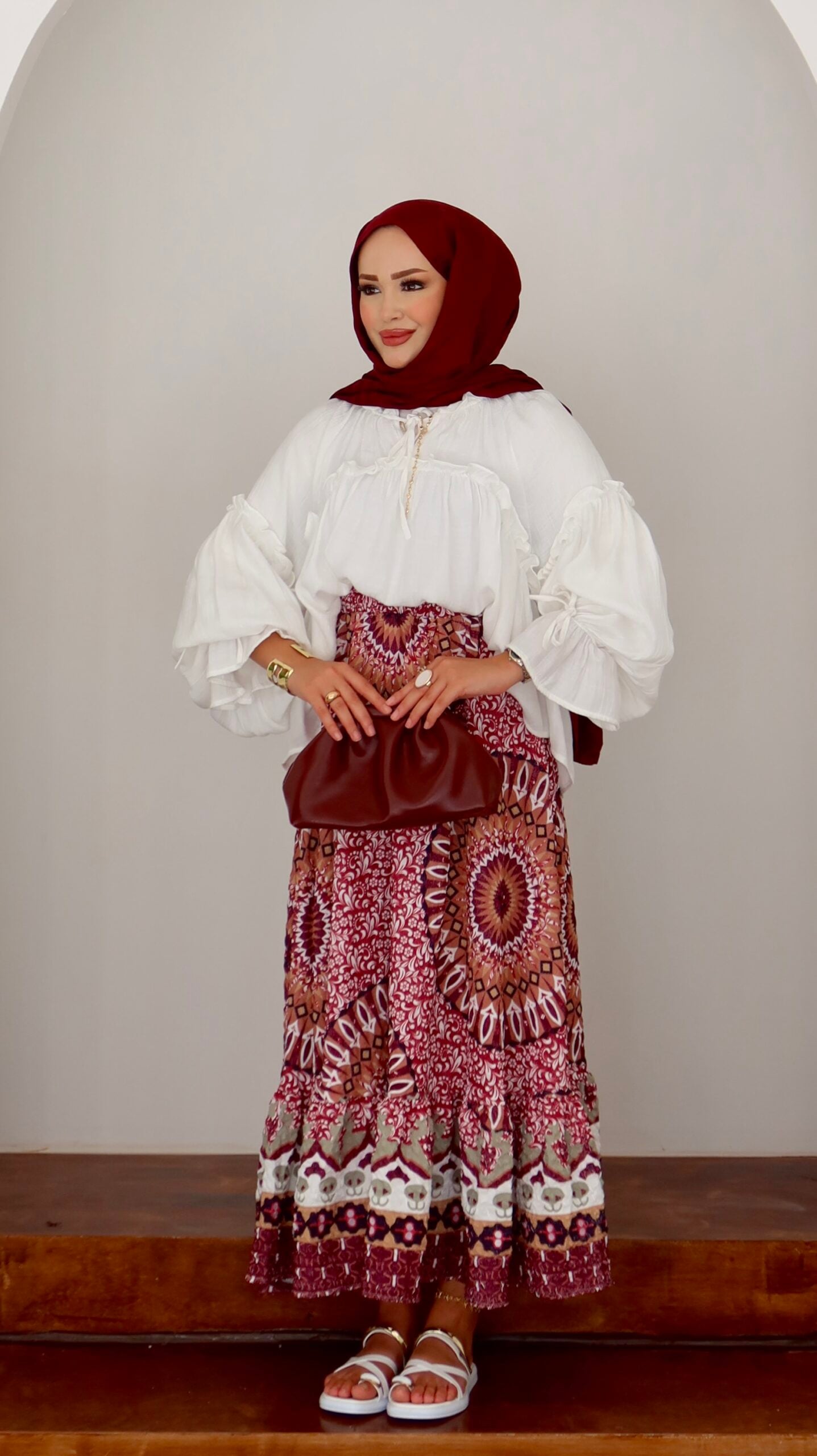 Etnik Desen Etekli Gofre İkili Takım |  