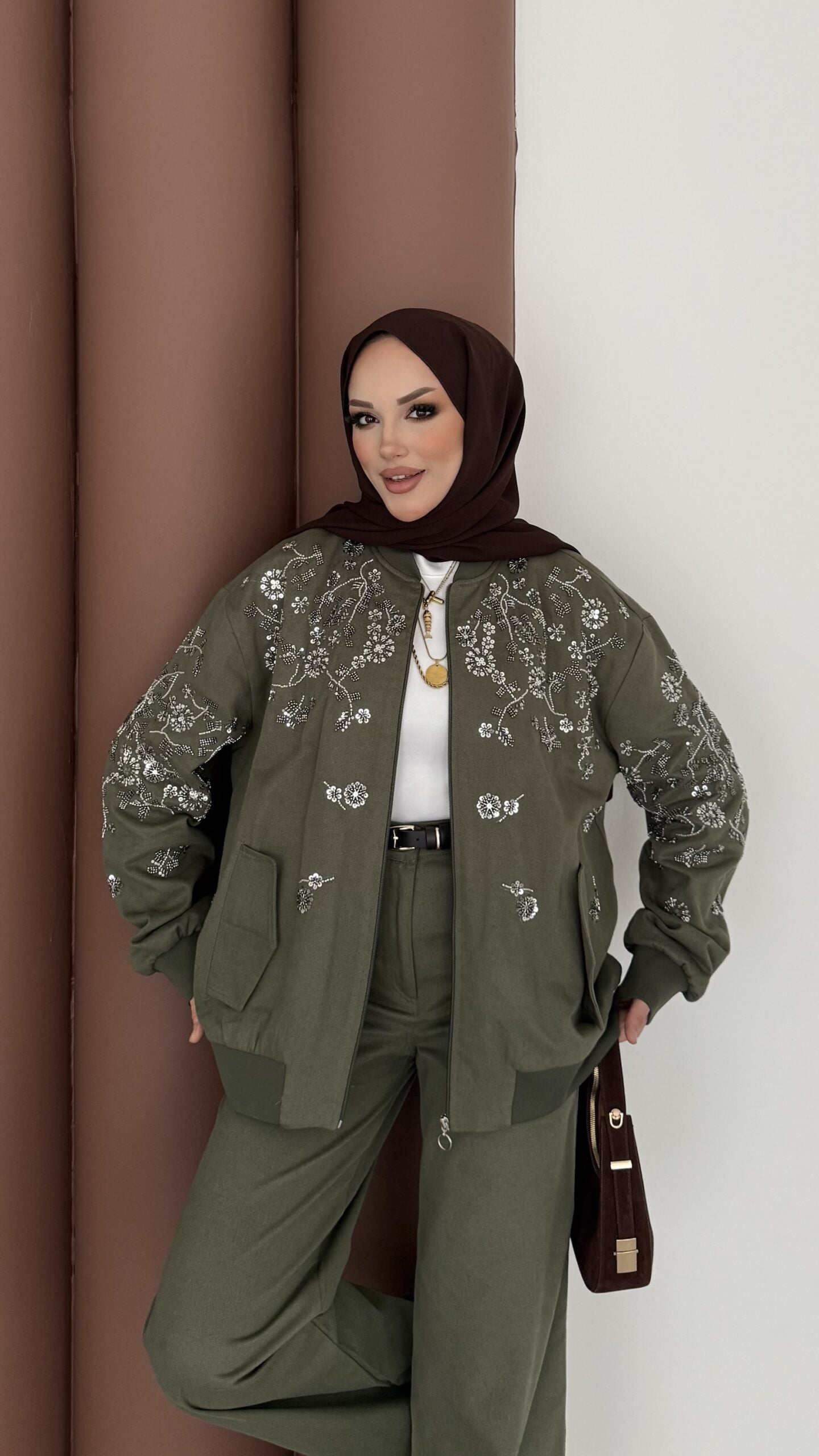 Marka Muadili Gabardin Bomber Ceket İkili Takım |  