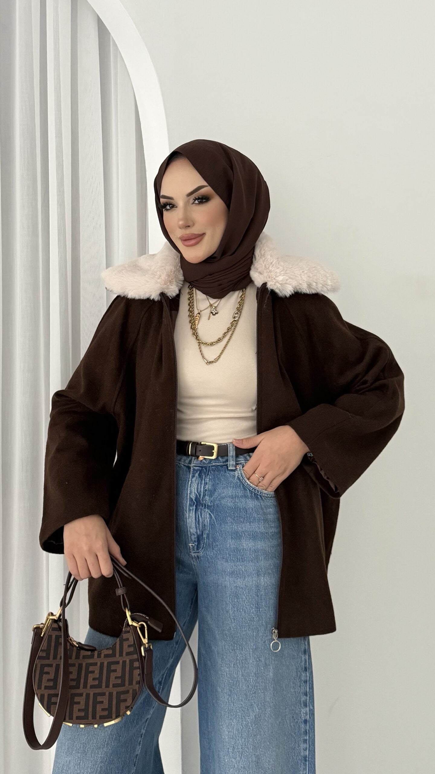 Muadil Kürk Yaka Kaşe Ceket |  