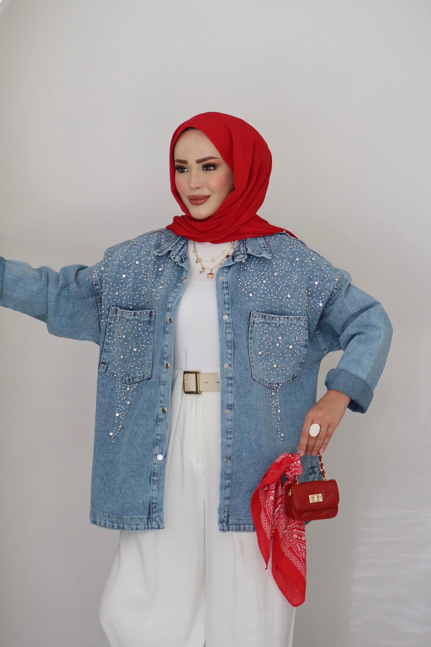 Shine Taşlı Kot Ceket |  