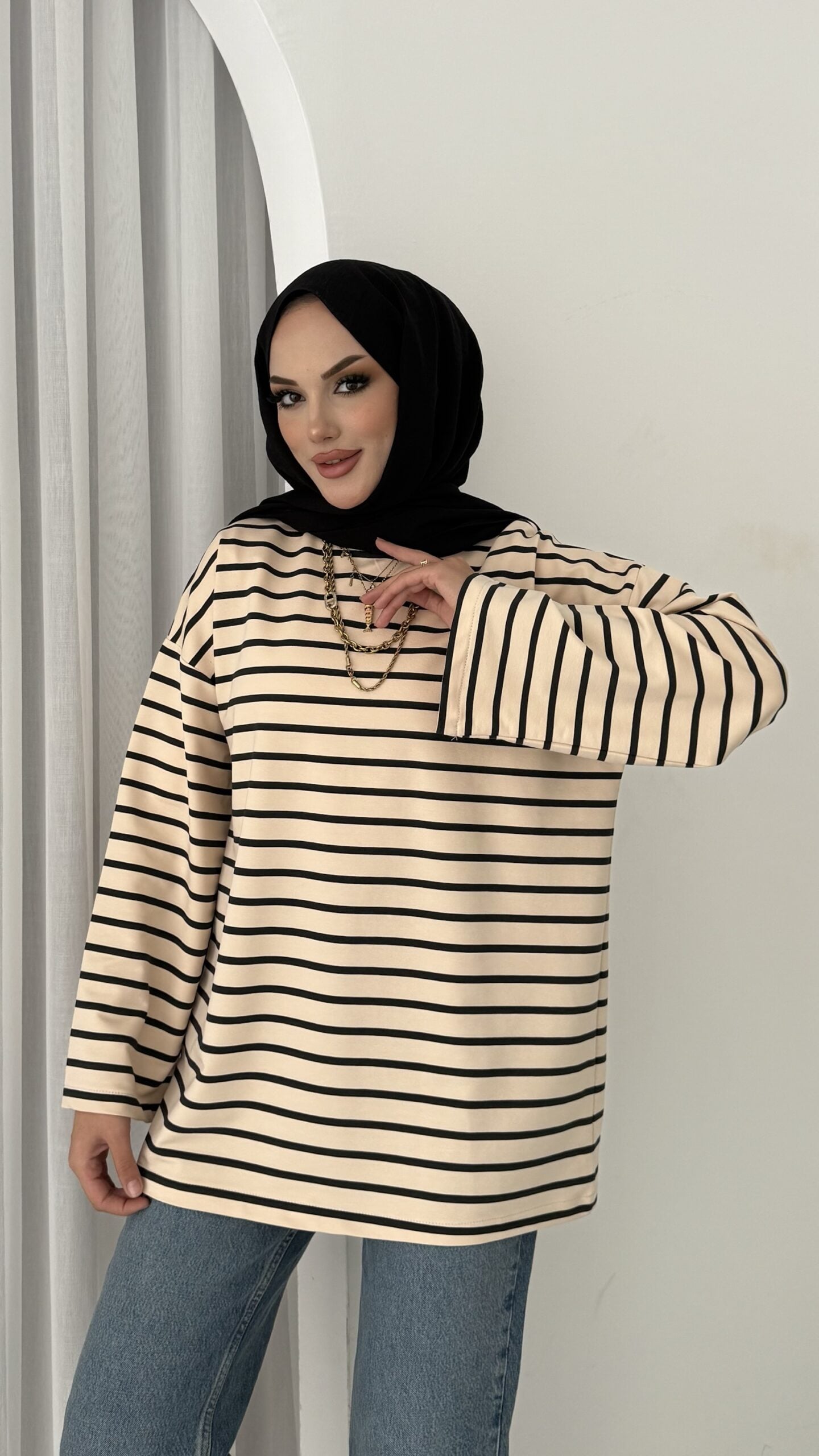 Kapsül Basic Çizgili Sweat |  